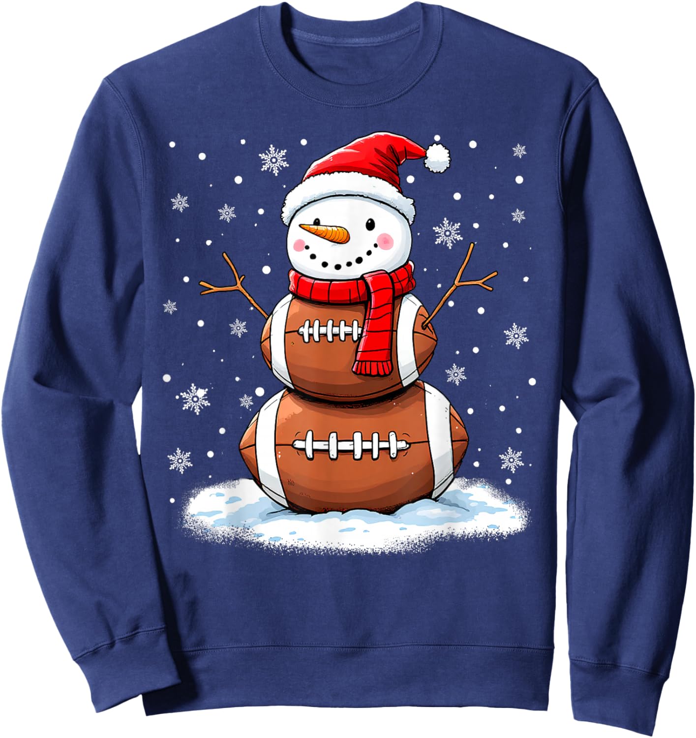 Christmas American Football Snowman Xmas Sport Men Boys Kids Sweatshirt - Sweatshirt | Navy
