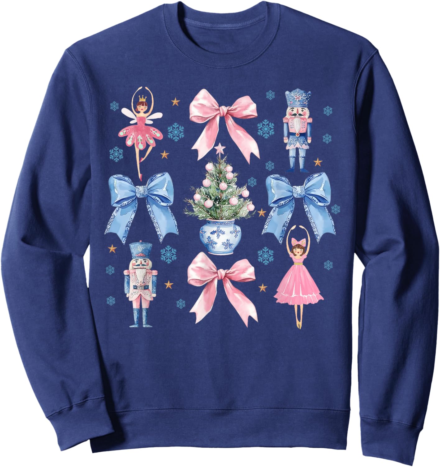 Coquette Bow Christmas Nutcracker Ballet Festive Women Girls Sweatshirt - Sweatshirt | Navy