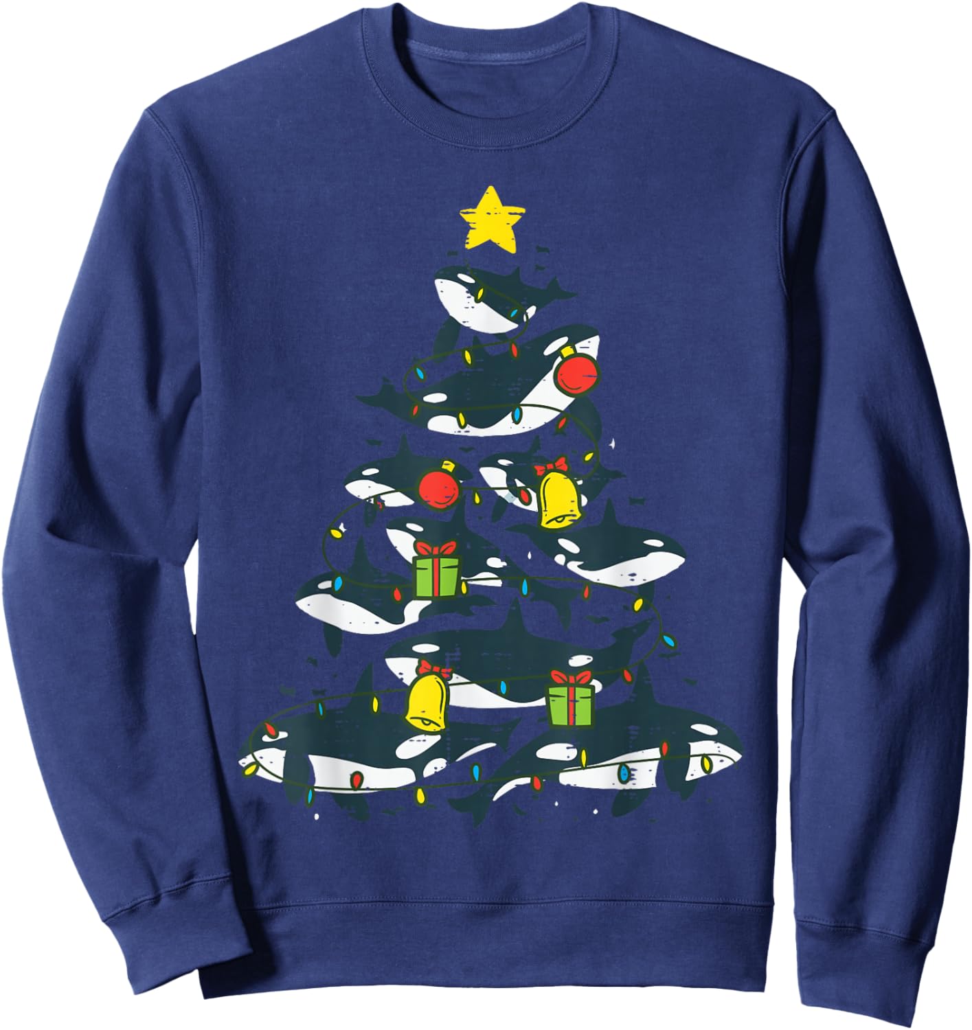 Killer Whales Christmas Tree Xmas Orca Women Men Boys Kids Sweatshirt - Sweatshirt | Navy