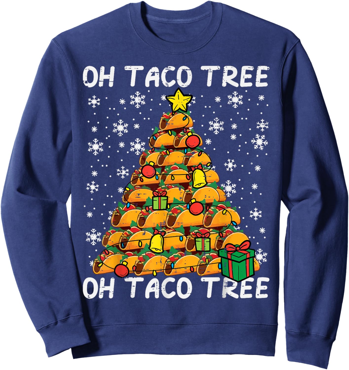 Tacos Christmas Tree Funny Xmas Foodie Mexican Men Women Kid Sweatshirt - Sweatshirt | Navy