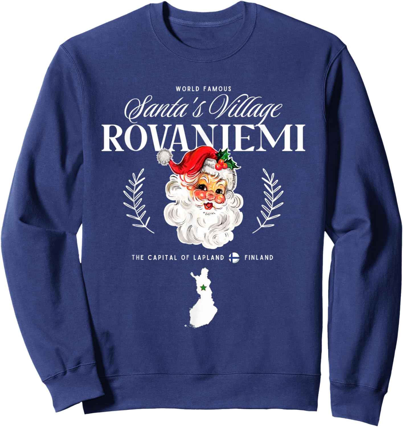 World Famous Rovaniemi Vintage Santa Claus Lapland Finland Sweatshirt - Sweatshirt | Navy