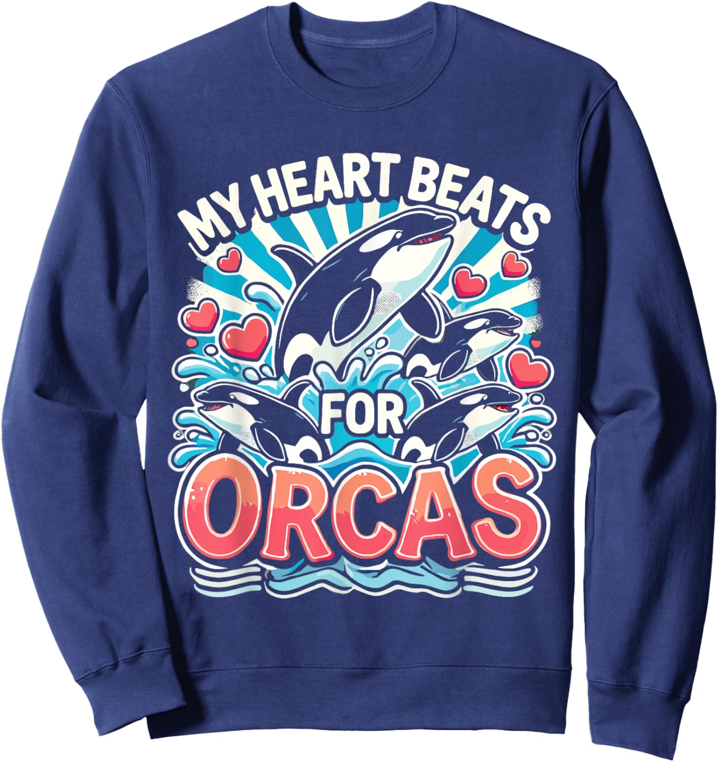 Kids Orca My Heart Beats For Orcas Toddler Orca Kids Sweatshirt - Sweatshirt | Navy