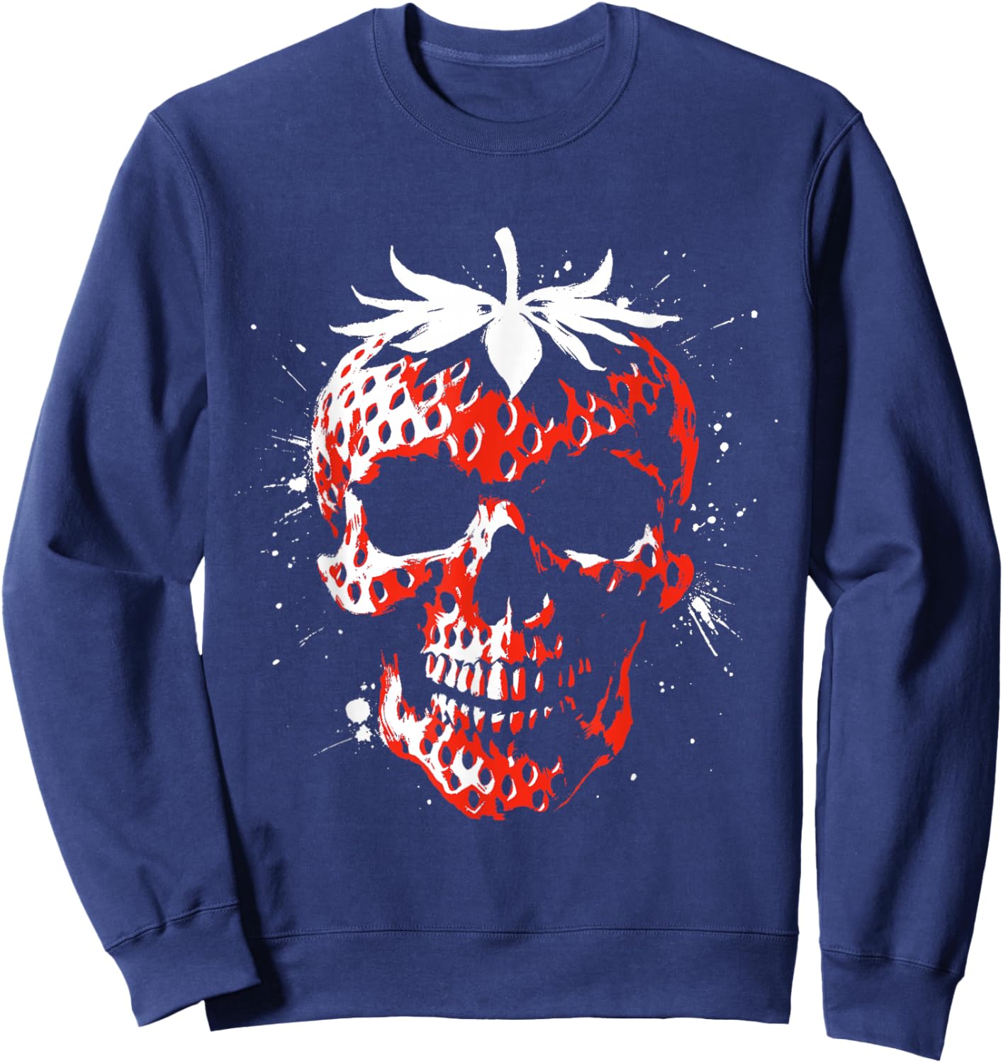 Strawberry Skull - Creepy Skeleton Fruit Halloween Lover Sweatshirt - Sweatshirt | Navy