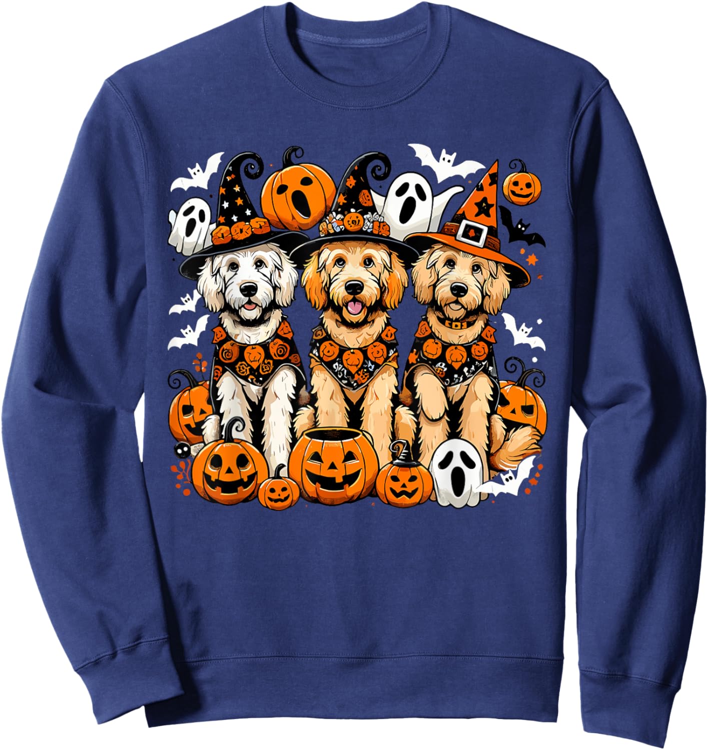 Golden Doodle Halloween Costume, Dog Ghost Sweatshirt - Sweatshirt | Navy