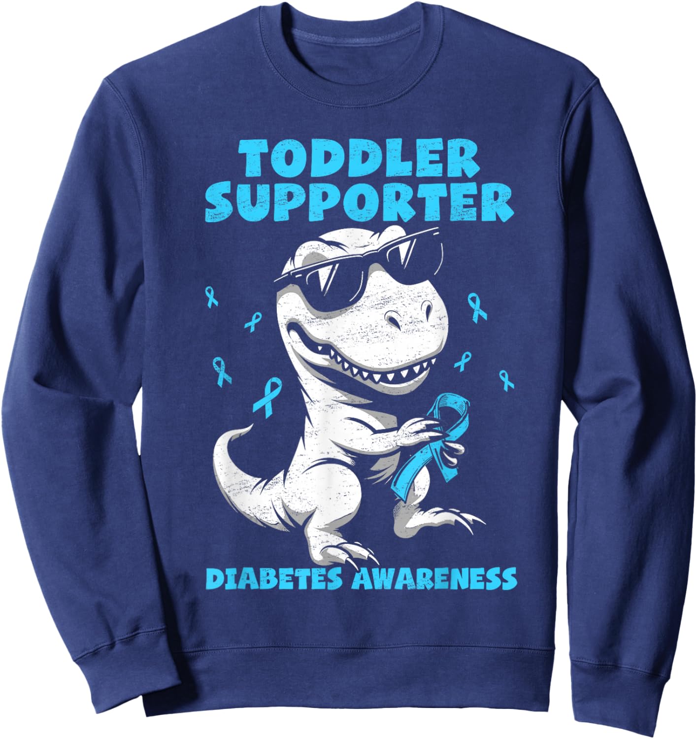 Support Squad Diabetes Awareness T Rex Kid Boy T1D Type 1 Sweatshirt - Sweatshirt | Navy