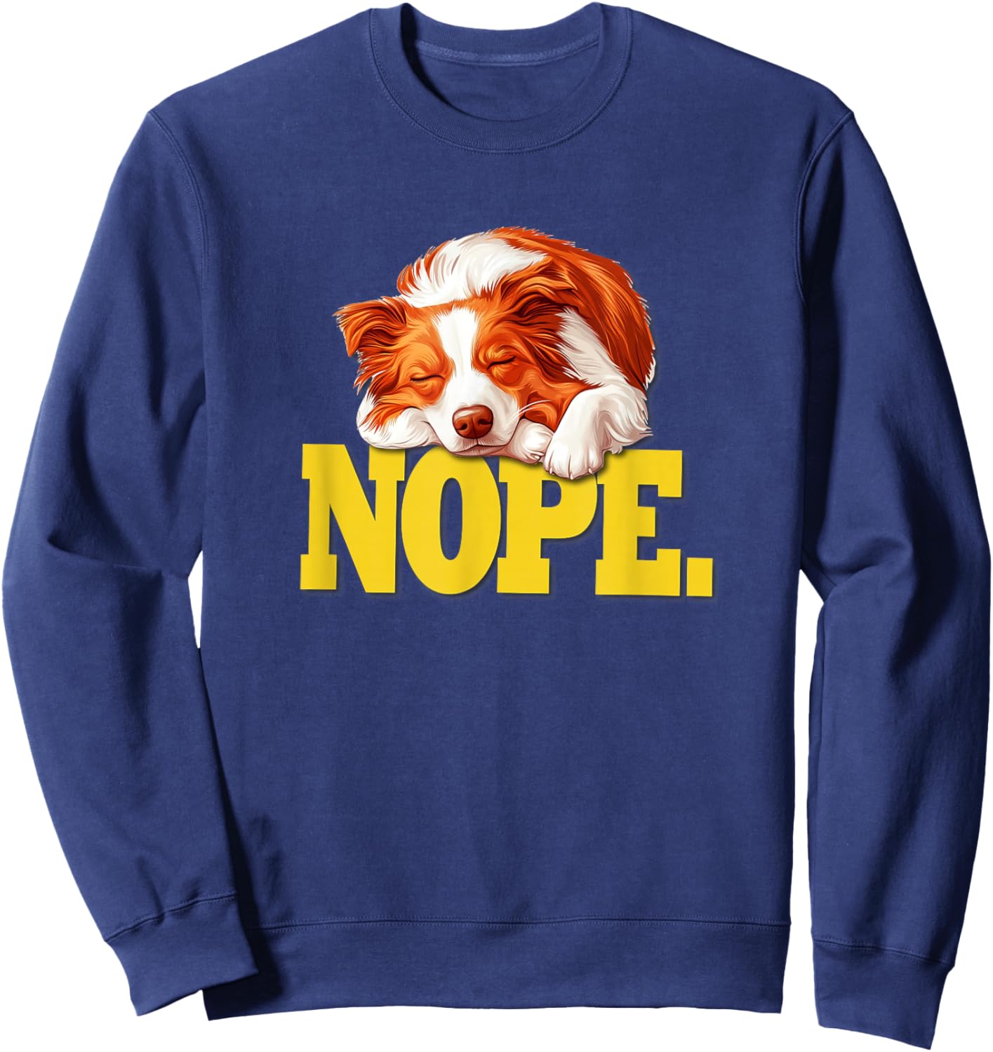 Kids Funny Lazy Sleep Nap NOPE Red Border Collie Lover Sweatshirt - Sweatshirt | Navy