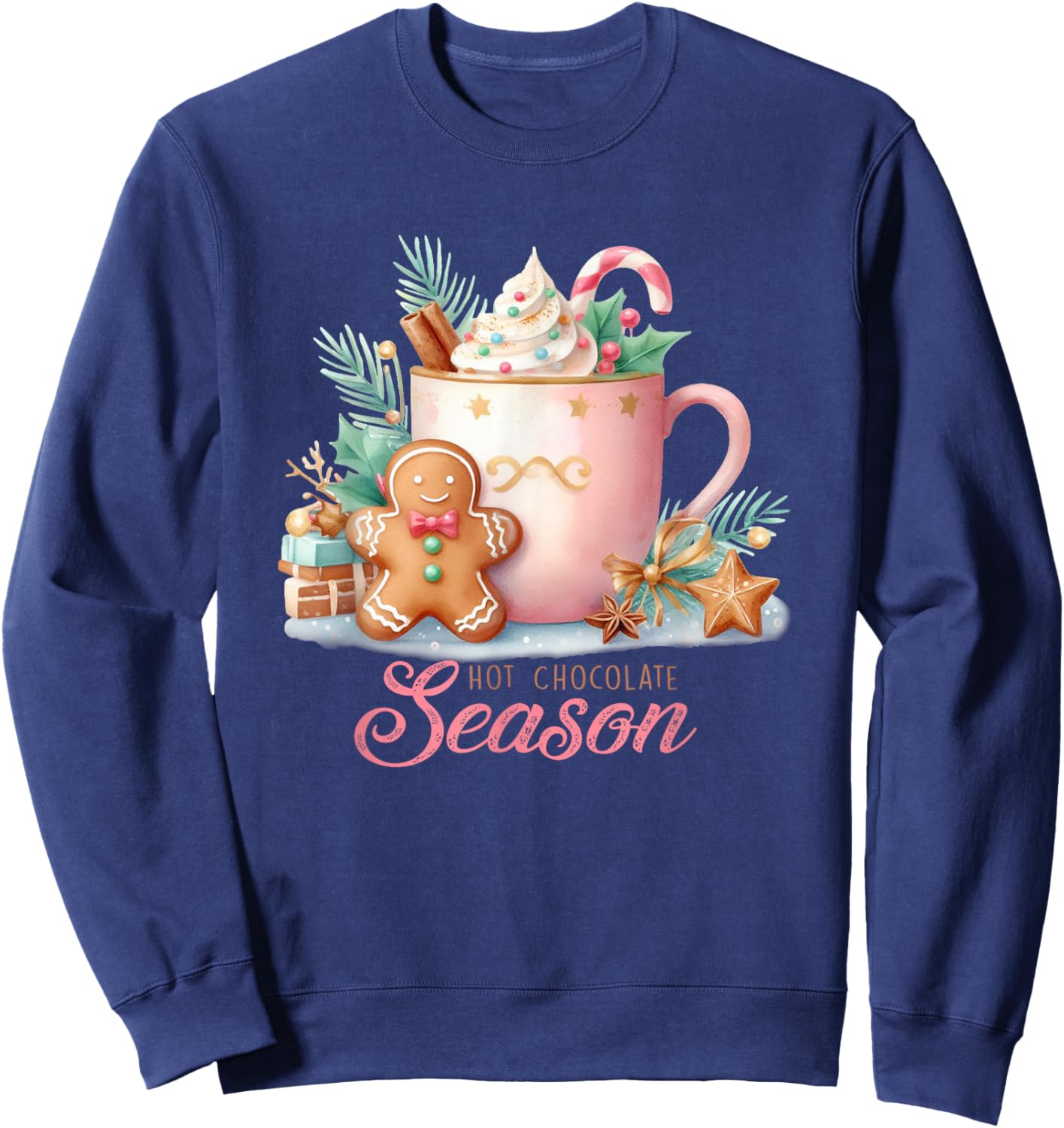 Cute Hot Chocolate Season Sweatshirt - Sweatshirt | Navy