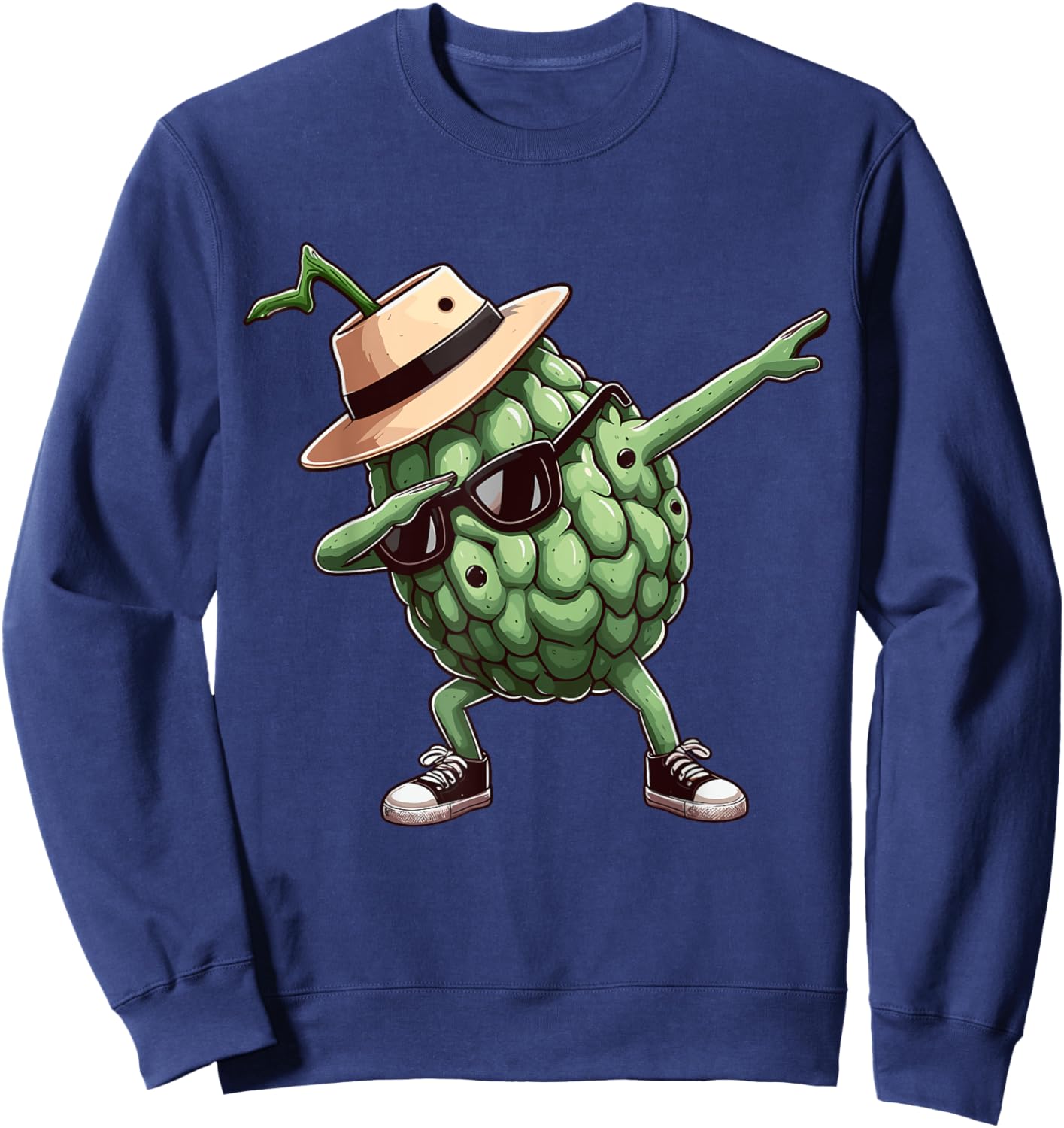 Cherimoya Dabbing Dance Sunglasses Fruit Lovers Sweatshirt - Sweatshirt | Navy