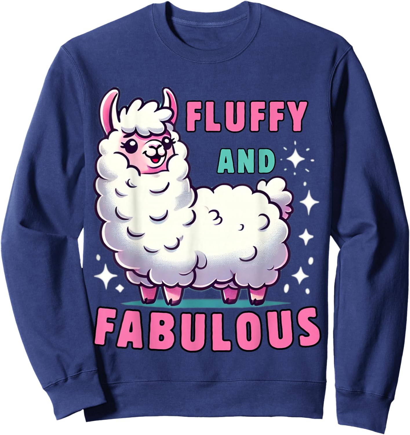 Fluffy and Fabulous Cute Llama for Animal Lovers Sweatshirt - Sweatshirt | Navy