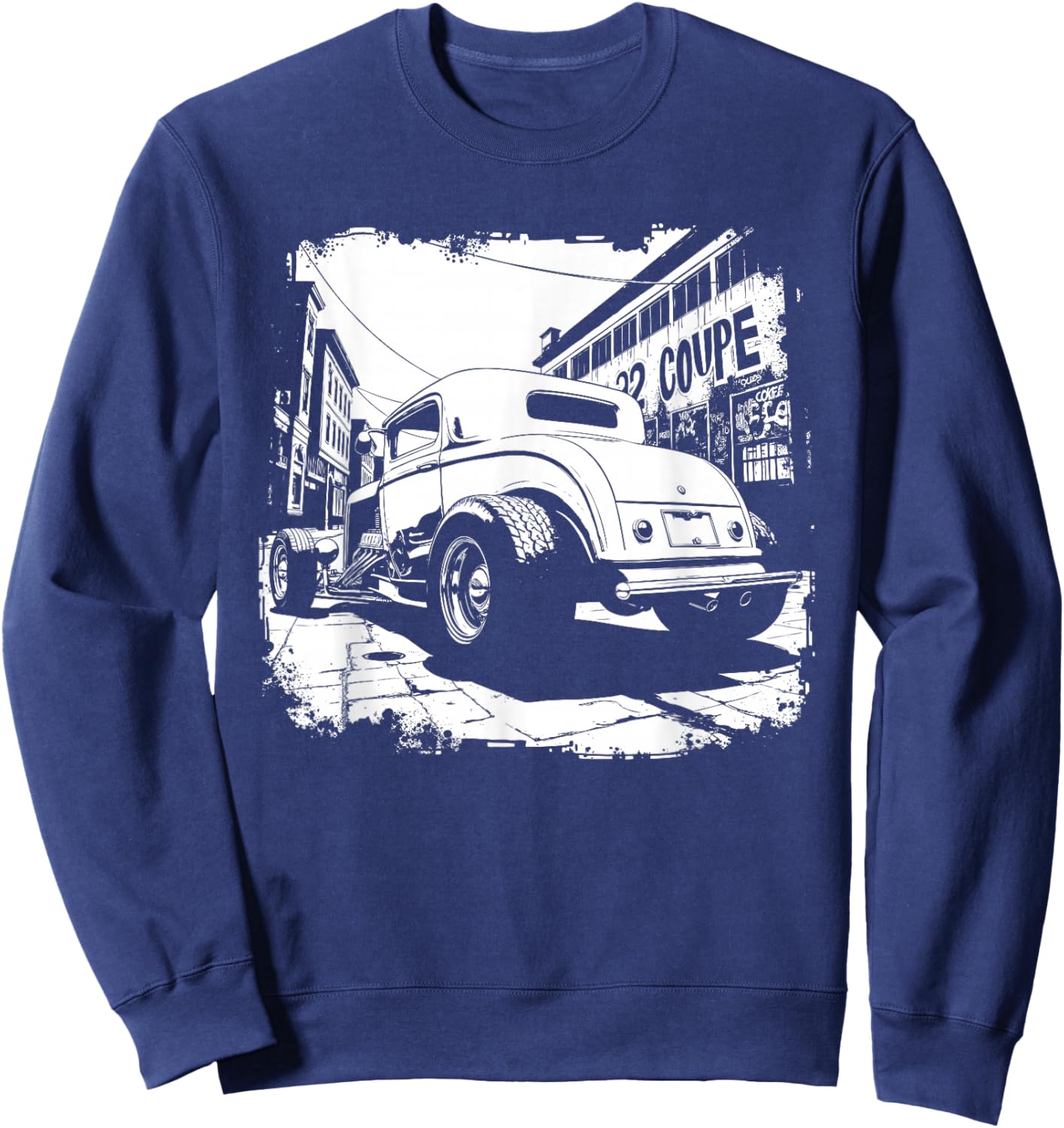 32 Deuce Coupe Silhouette 3 Window Deuce Coupe Hot Rod Sweatshirt - Sweatshirt | Navy