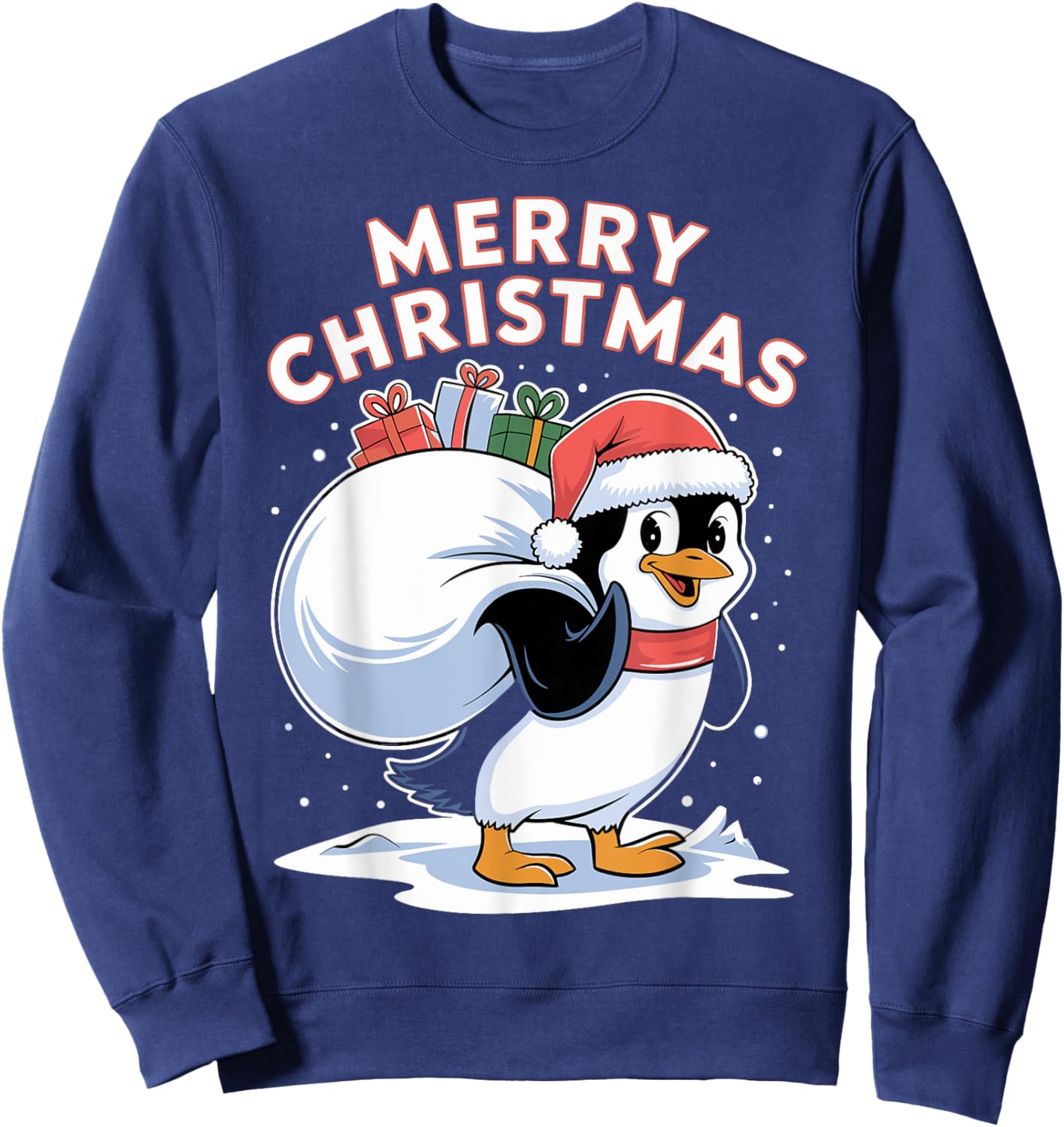 Merry Christmas Emperor Penguin Sweatshirt - Sweatshirt | Navy