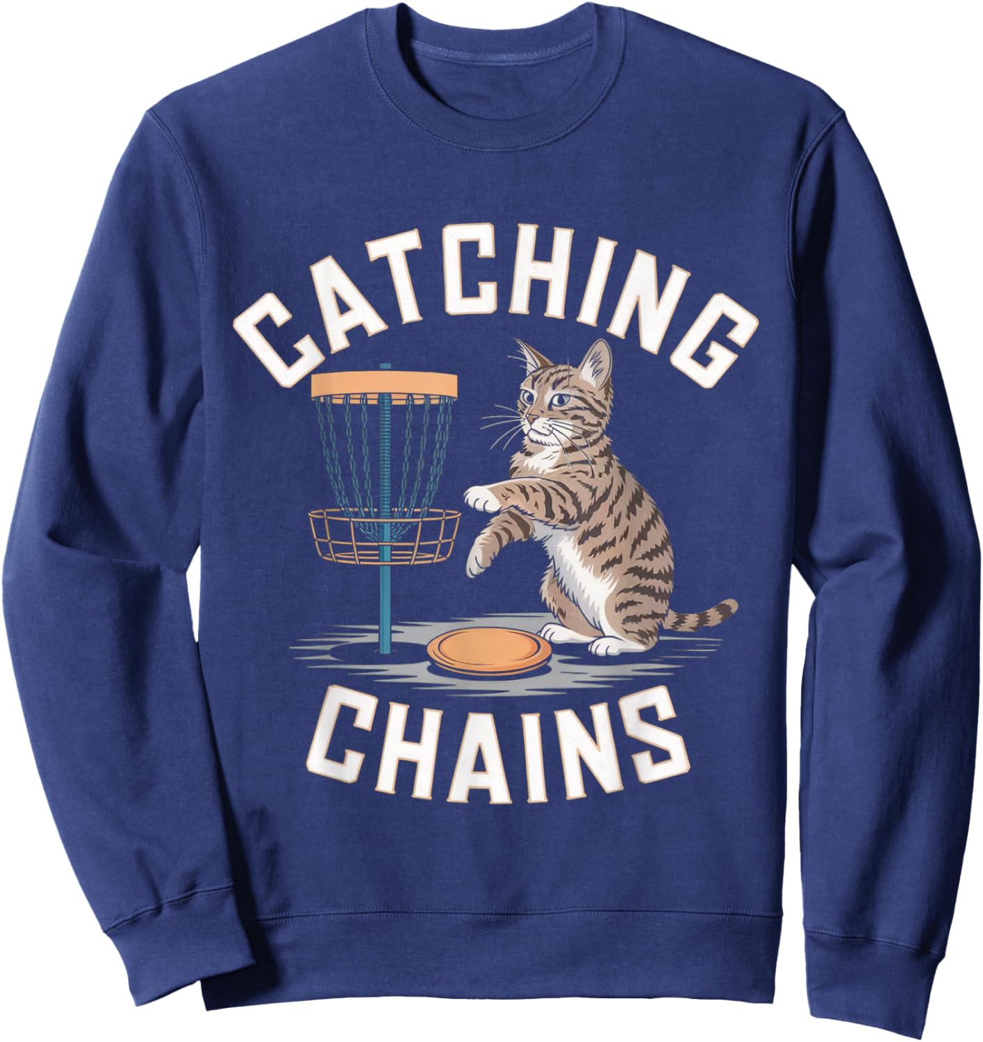 Funny Disc Golf Cat Lover Men Women Disc Golf Player Golfer Sweatshirt - Sweatshirt | Navy