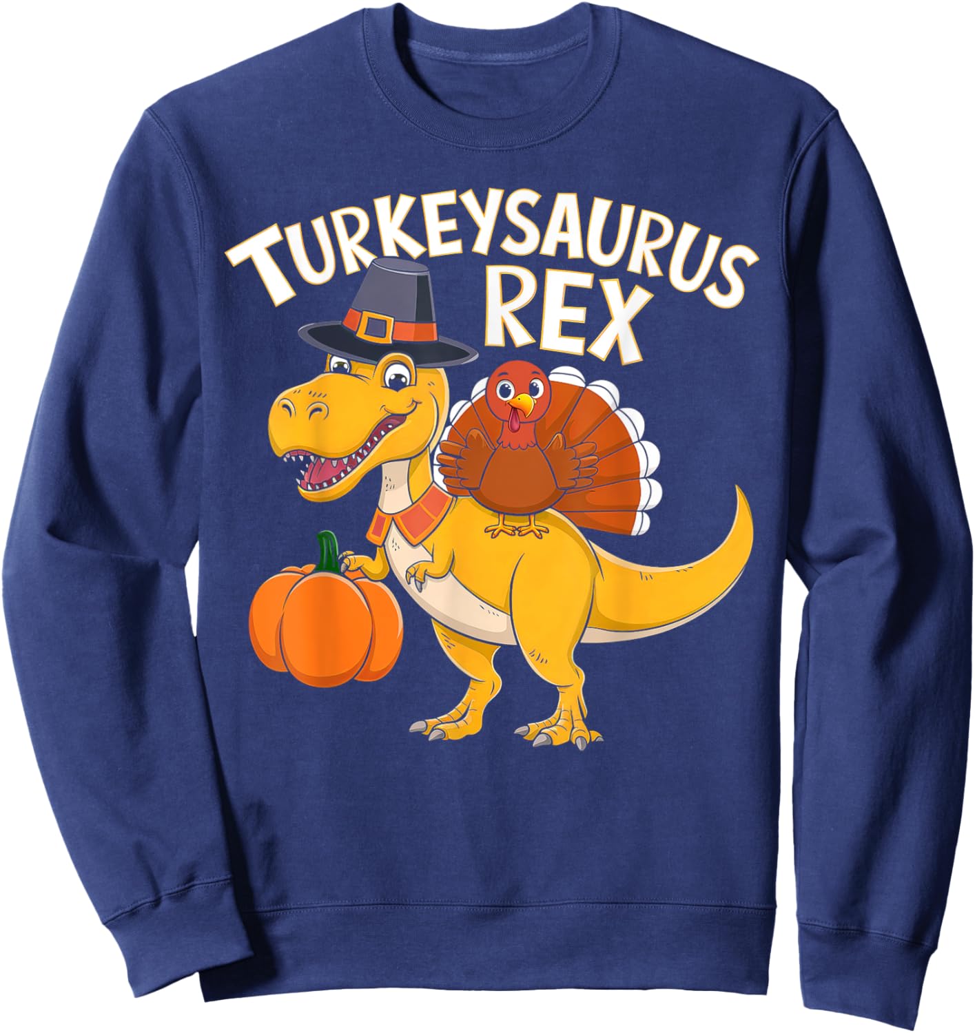 Kids Thanksgiving Shirts For Boys Toddler Turkeysaurus Rex Sweatshirt - Sweatshirt | Navy
