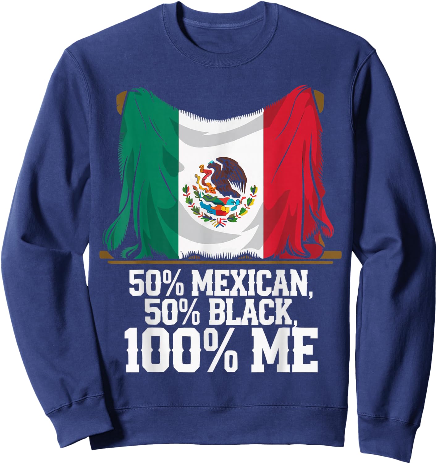 Half Mexican Half African American USA Flag Black America Sweatshirt - Sweatshirt | Navy