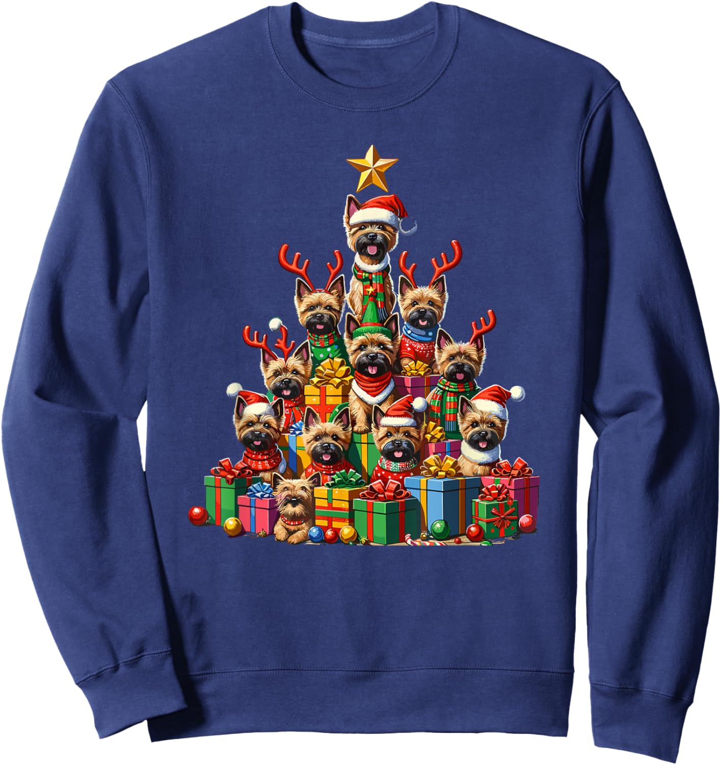 Christmas Tree Cairn Terrier Terriers Sweatshirt - Sweatshirt | Navy