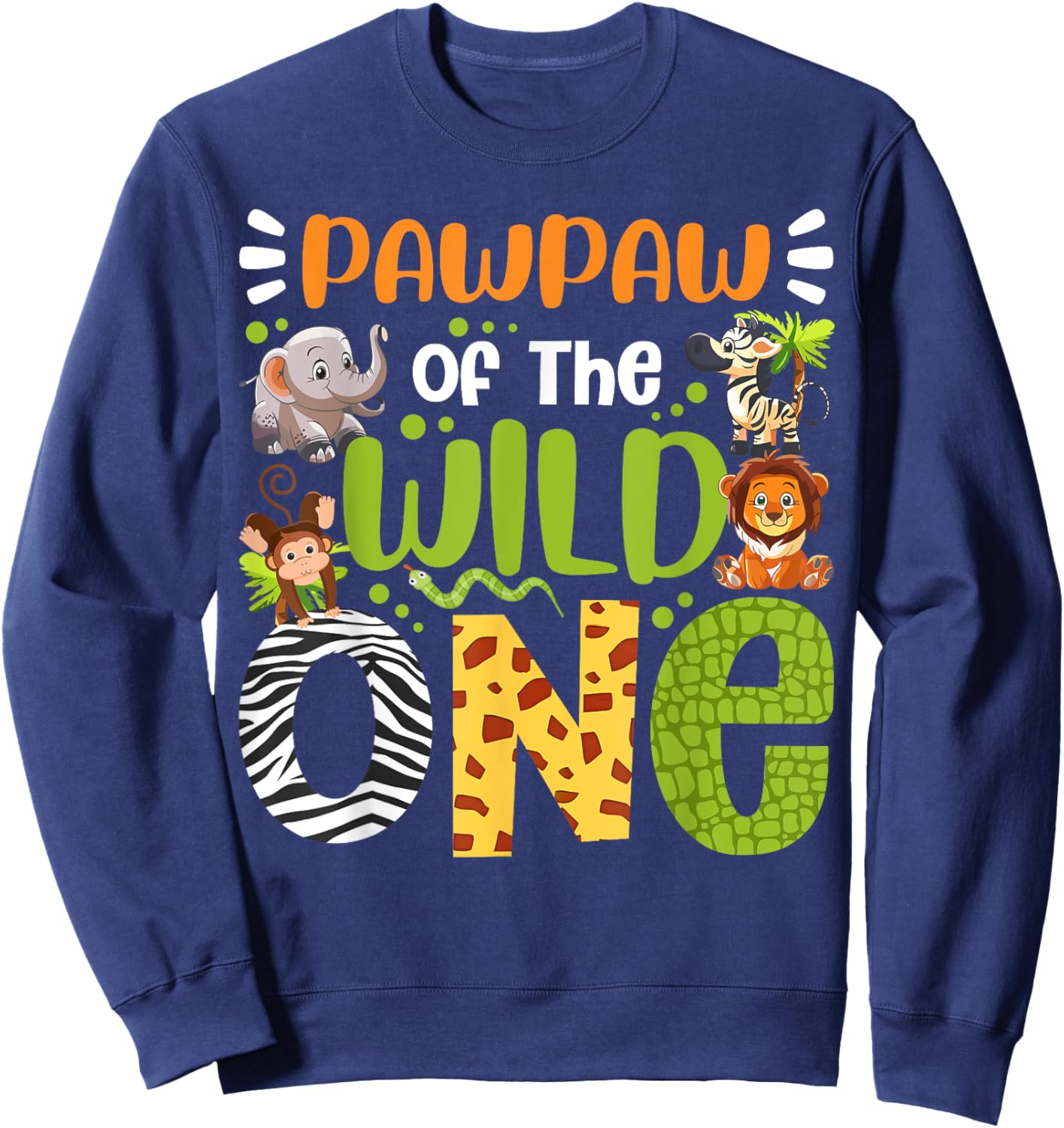 Pawpaw Of The Wild One Kids Safari Zoo Birthday Family Sweatshirt - Sweatshirt | Navy