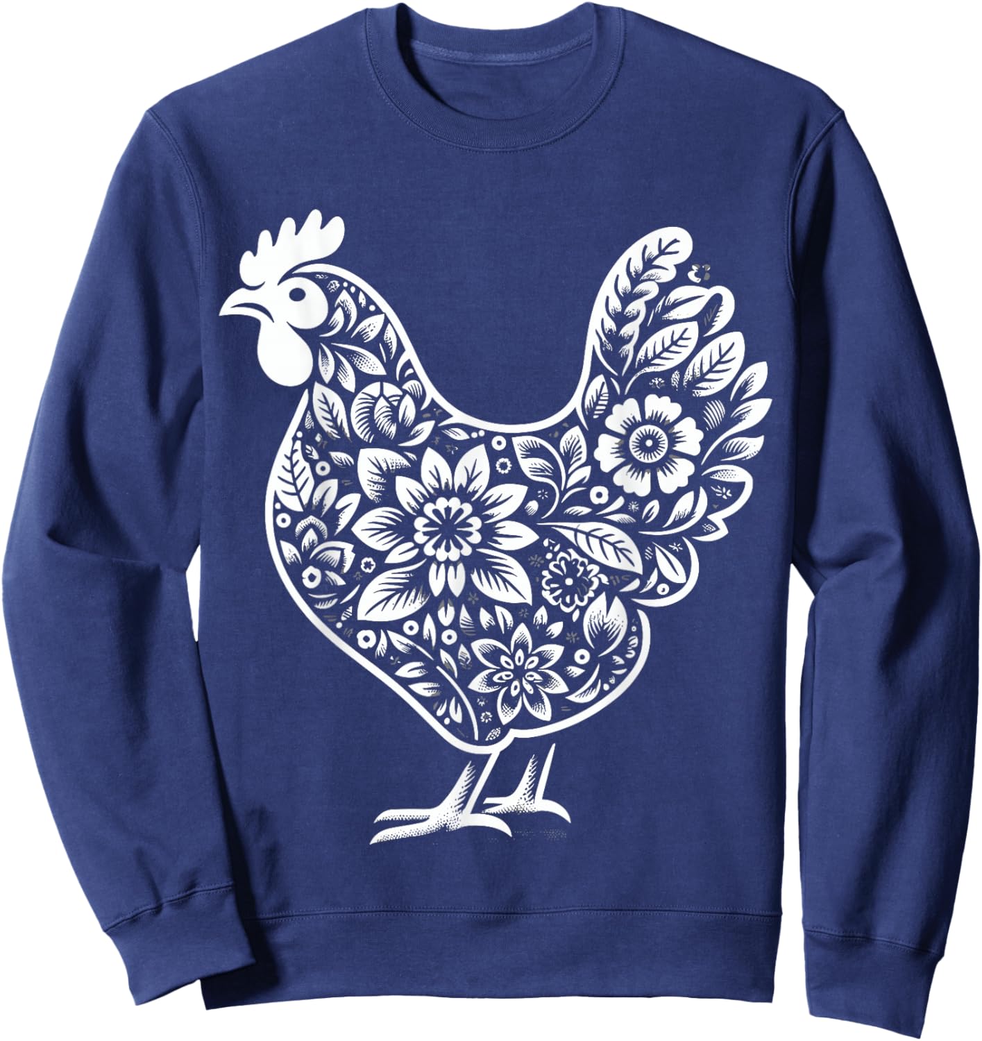 Floral Chicken Farmer Chicken Girl Flower Sweatshirt - Sweatshirt | Navy