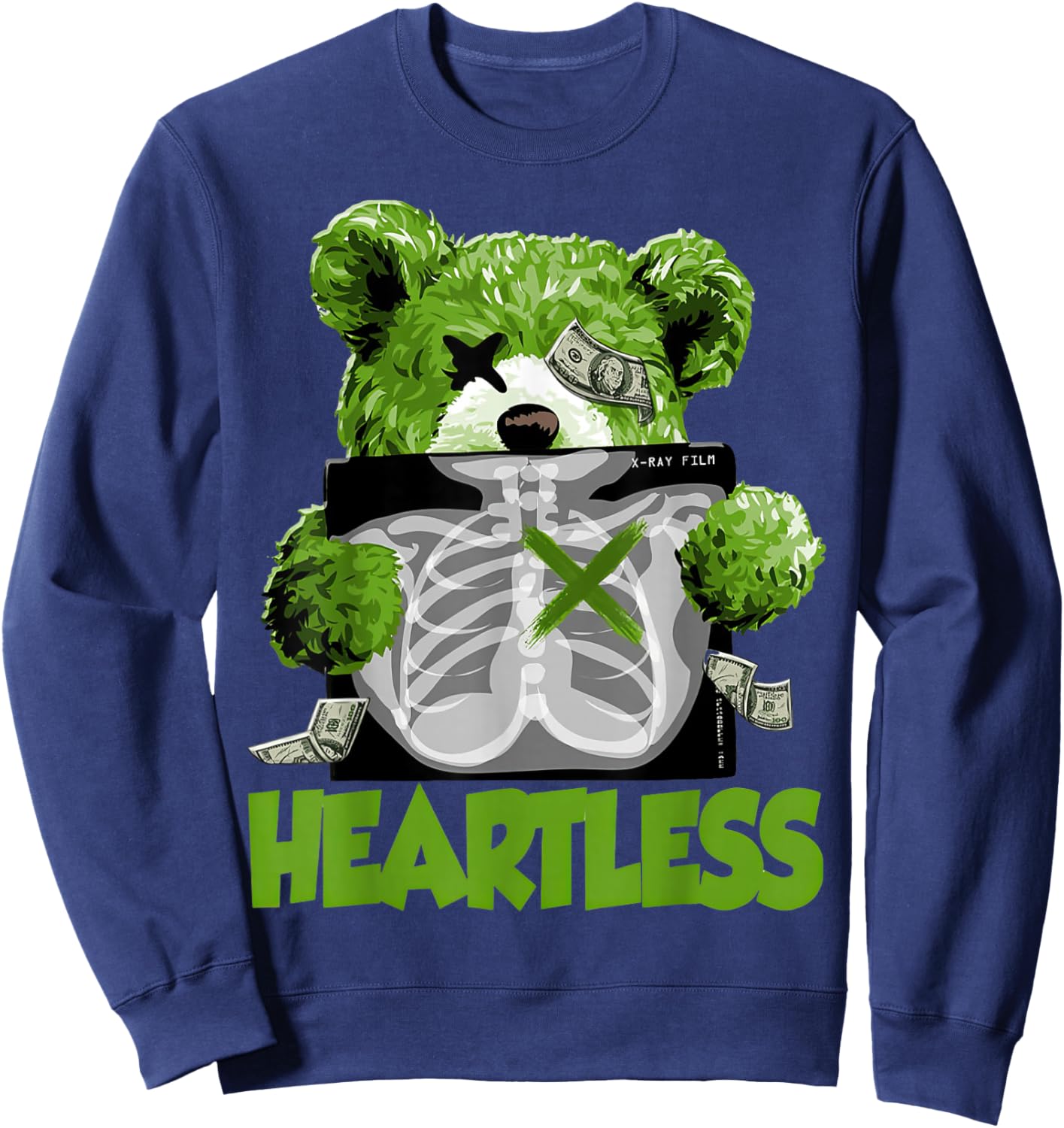 Chlorophyll Green White Color Match Sweatshirt - Sweatshirt | Navy