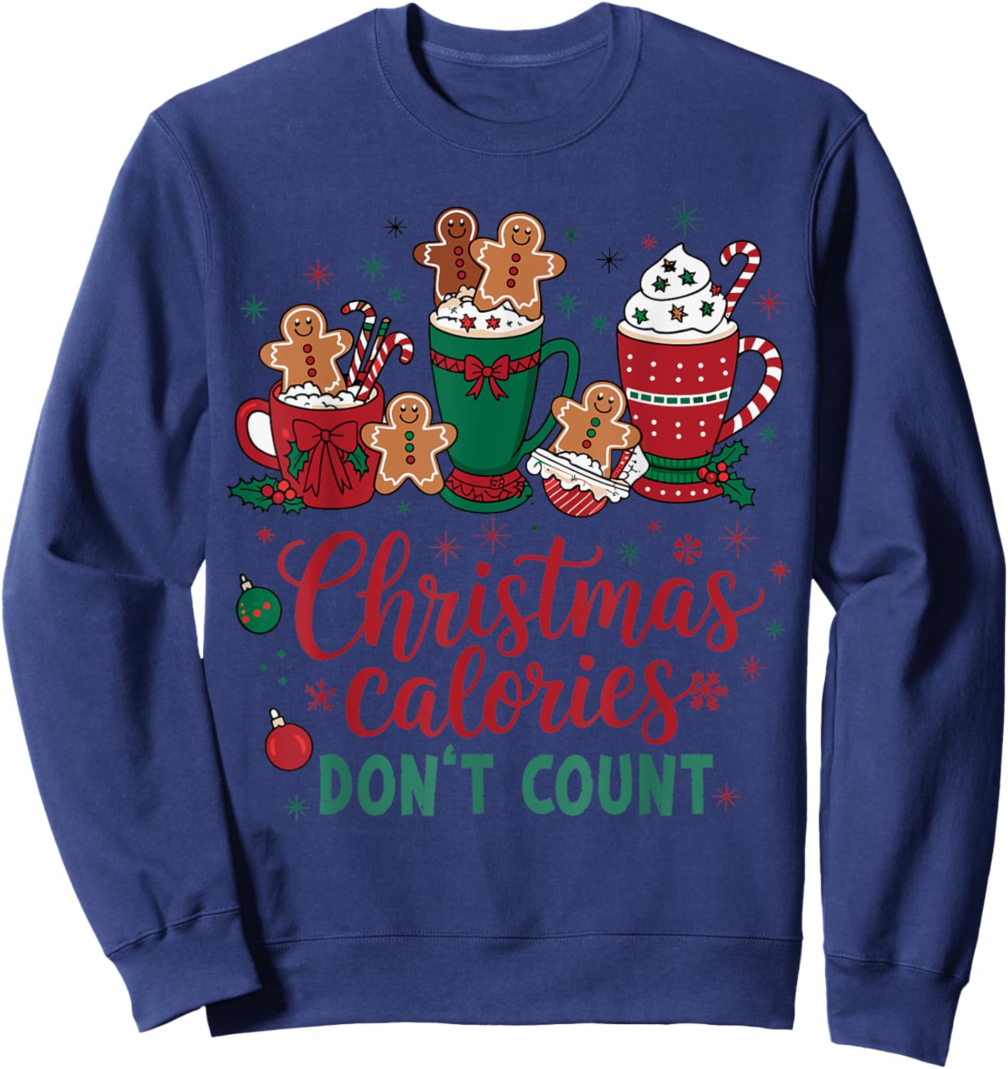 Christmas Calories Don't Count Funny Food Lovers Retro Sweatshirt - Sweatshirt | Navy