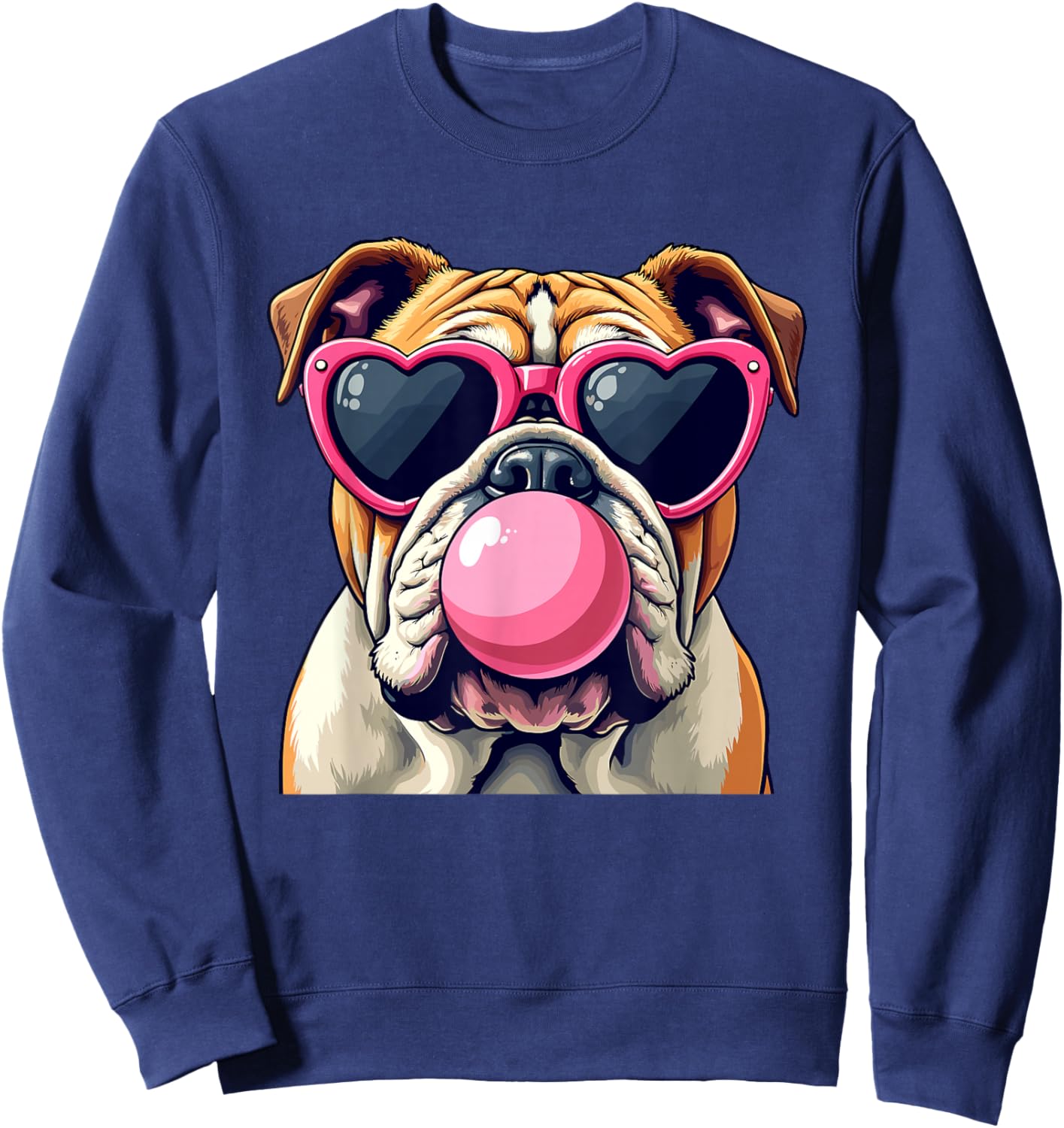 Bulldogs Preppy Mascot Bulldogs Blowing Bubble Girly Mama Sweatshirt - Sweatshirt | Navy
