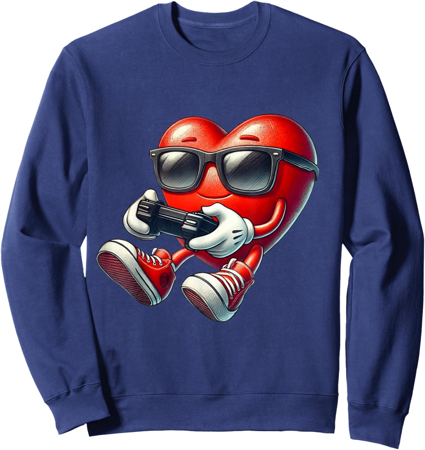 Valentines Day Heart Gamer Video Gaming Boys Men Kids Sweatshirt - Sweatshirt | Navy