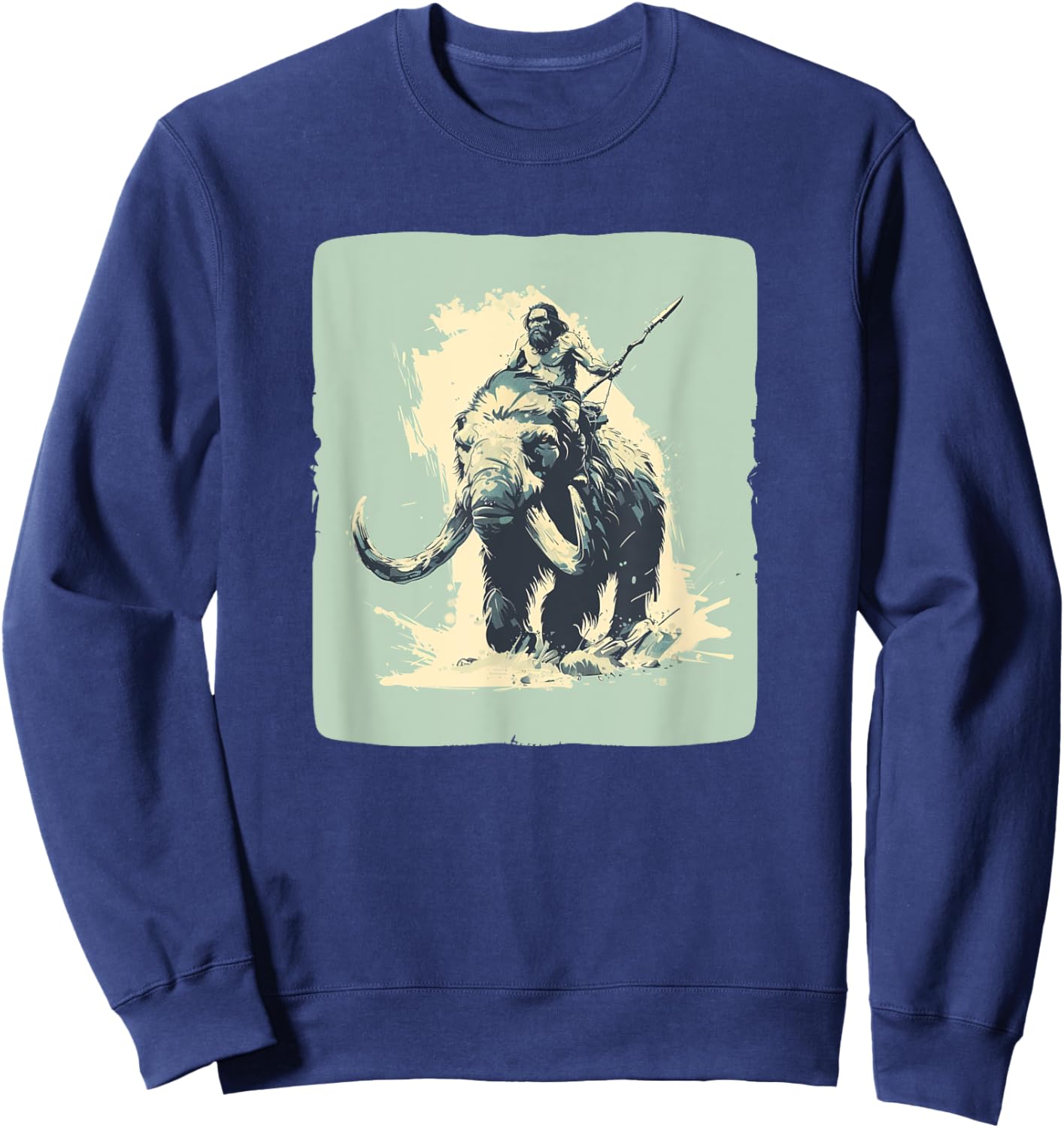 Cool Neanderthal riding Mammoth in cold Colors Costume Sweatshirt - Sweatshirt | Navy