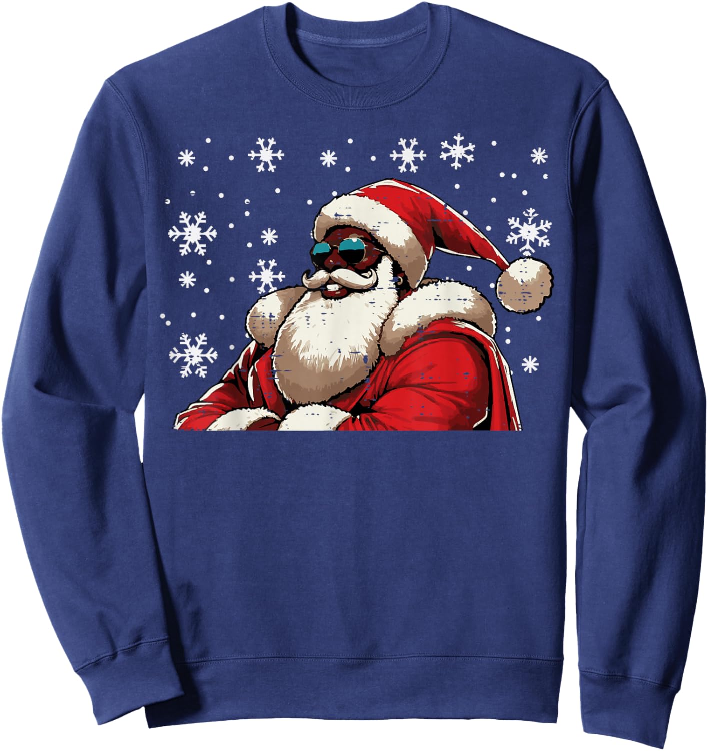Christmas Black African American Santa Xmas Men Women Kids Sweatshirt - Sweatshirt | Navy