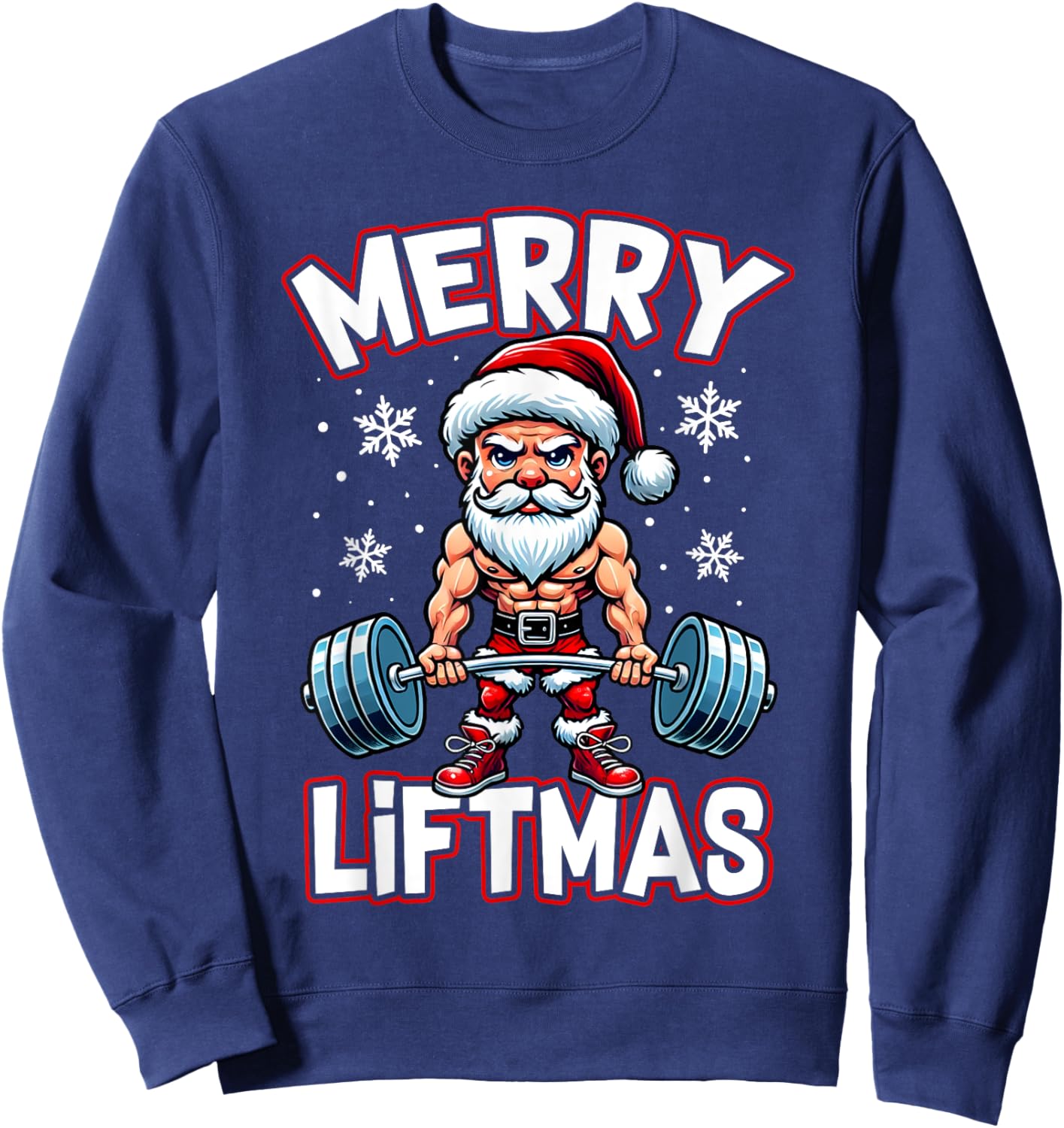 Merry Liftmas Funny Santa Claus Workout Gym Fitness Gift Sweatshirt - Sweatshirt | Navy