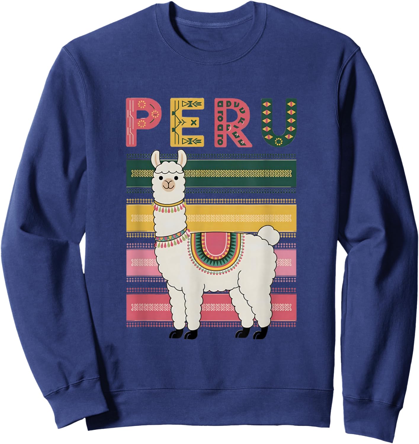 Cute Peruvian Llama from Peru - Fun Peru Design Sweatshirt - Sweatshirt | Navy