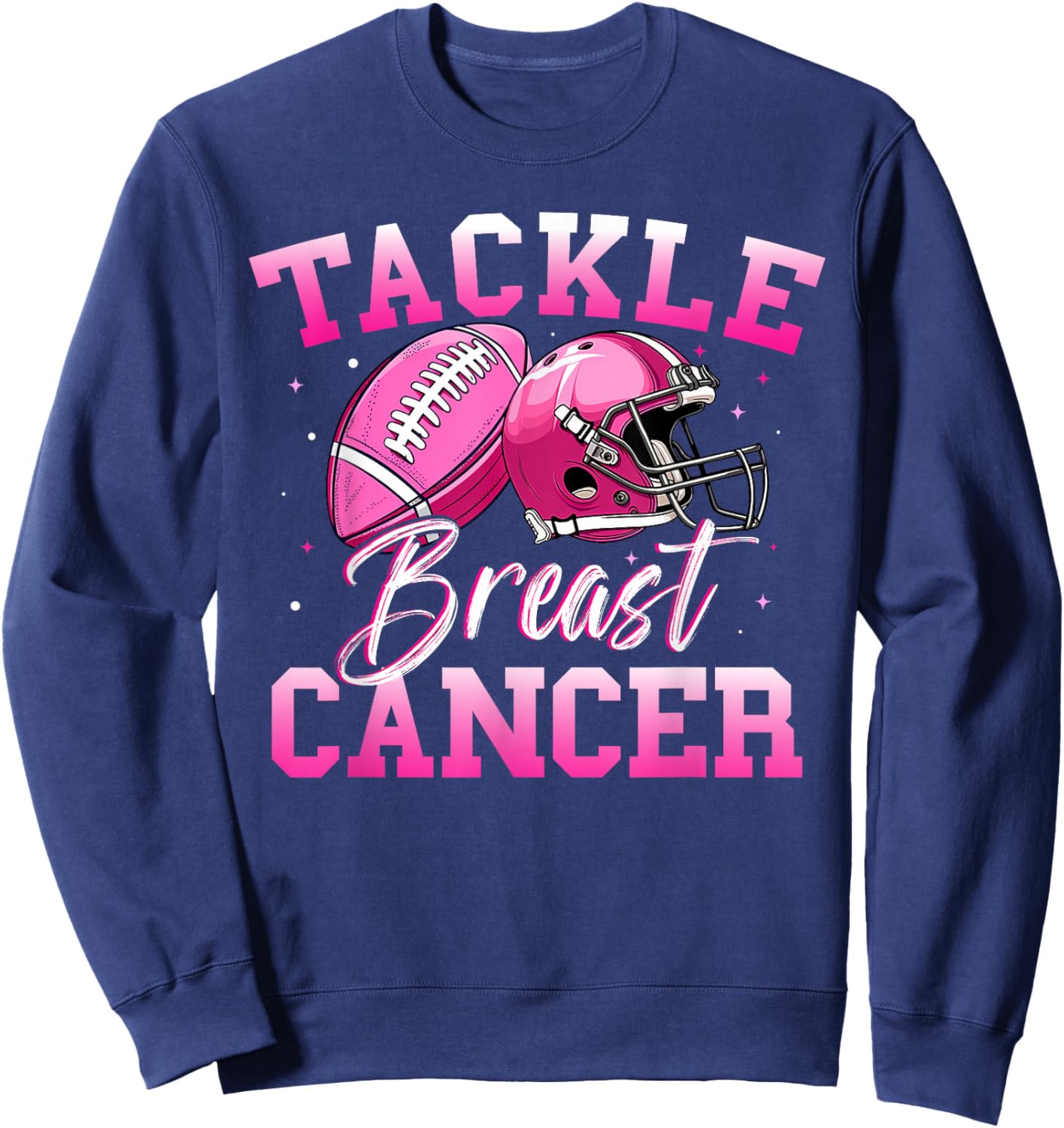 Tackle Breast Cancer Awareness Sport Football Pink Cheer Boy Sweatshirt - Sweatshirt | Navy