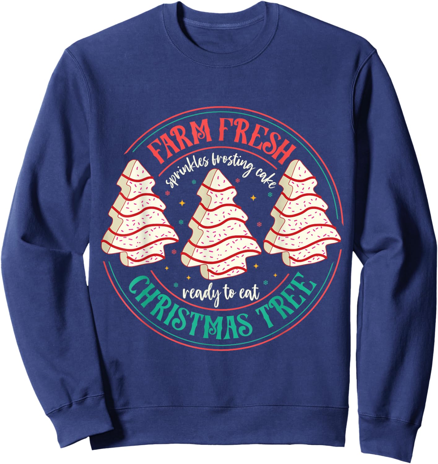 Farm Fresh Christmas Tree Cakes -Kids Black Christmas Tree Holiday Sweatshirt - Sweatshirt | Navy