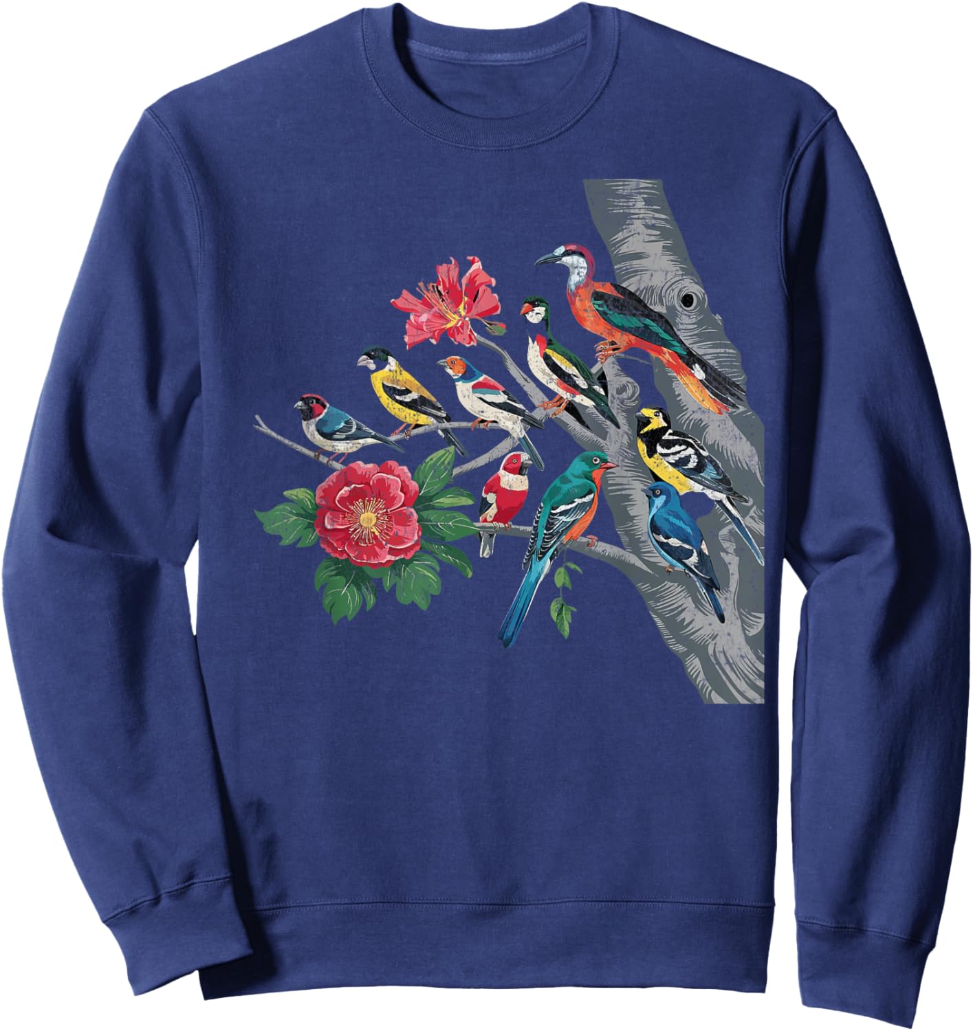 Birds on a Branch Birding Bird Watching Birder Bird Watcher Sweatshirt - Sweatshirt | Navy