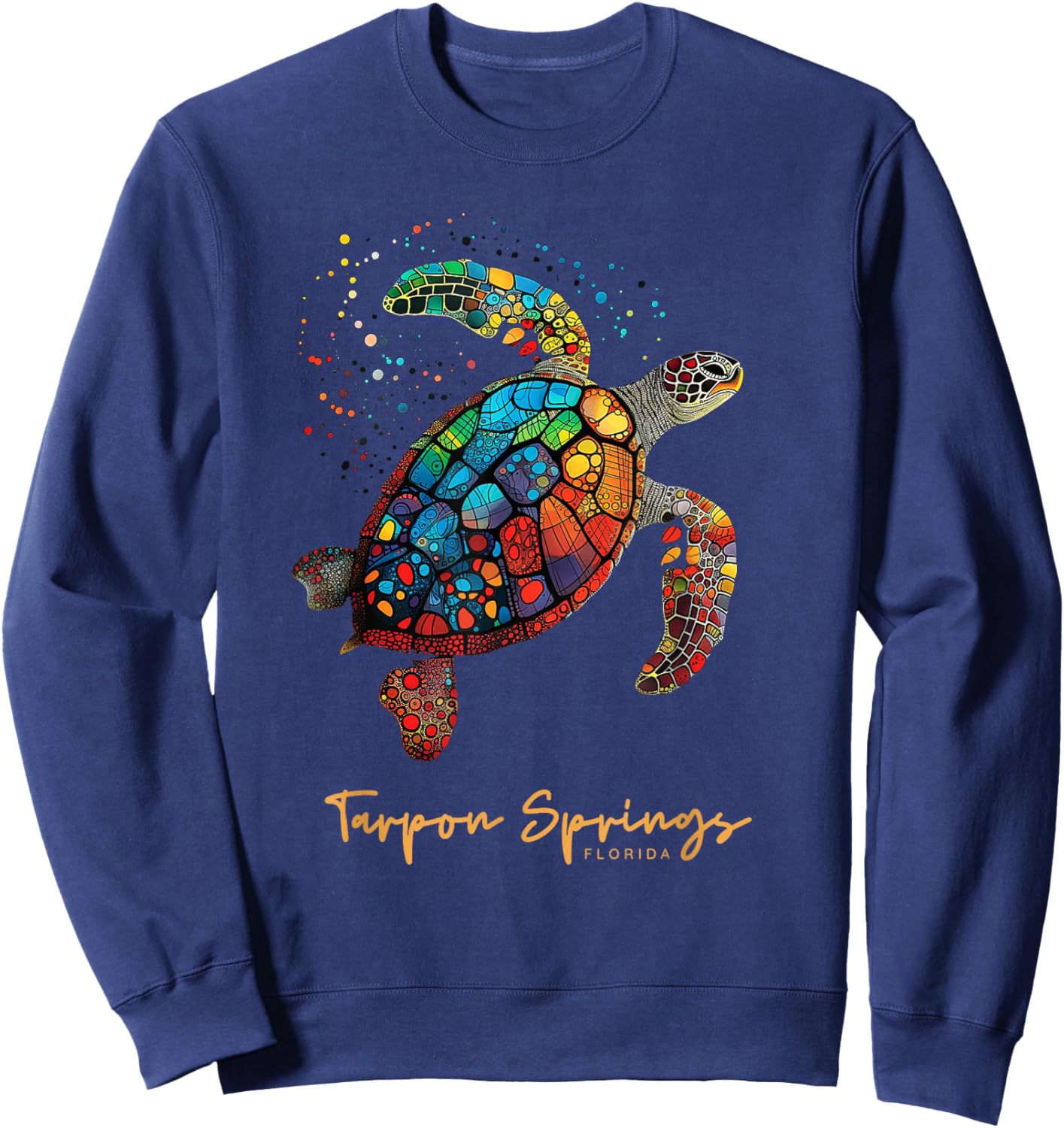 Tarpon Springs Florida FL Beach Vacation Sea Turtle Vintage Sweatshirt - Sweatshirt | Navy