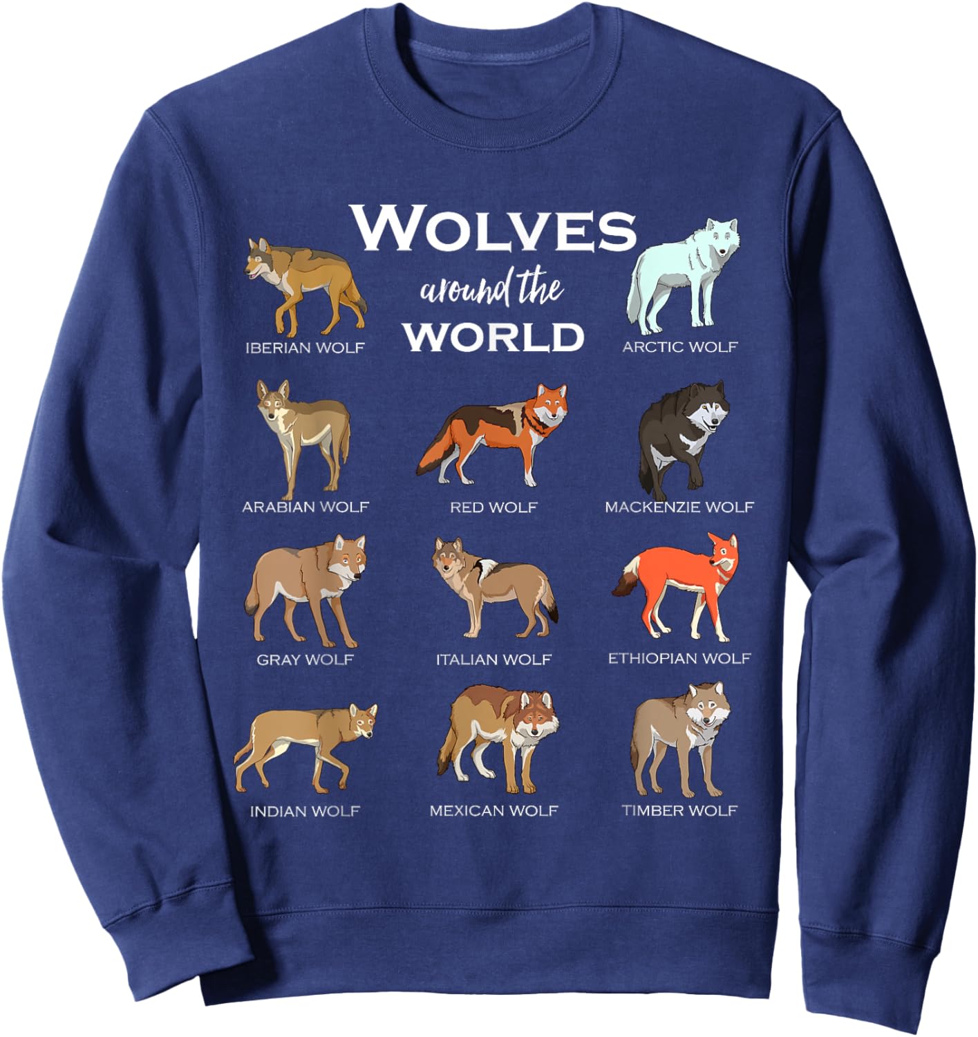 Wolves of the World Sweatshirt - Sweatshirt | Navy