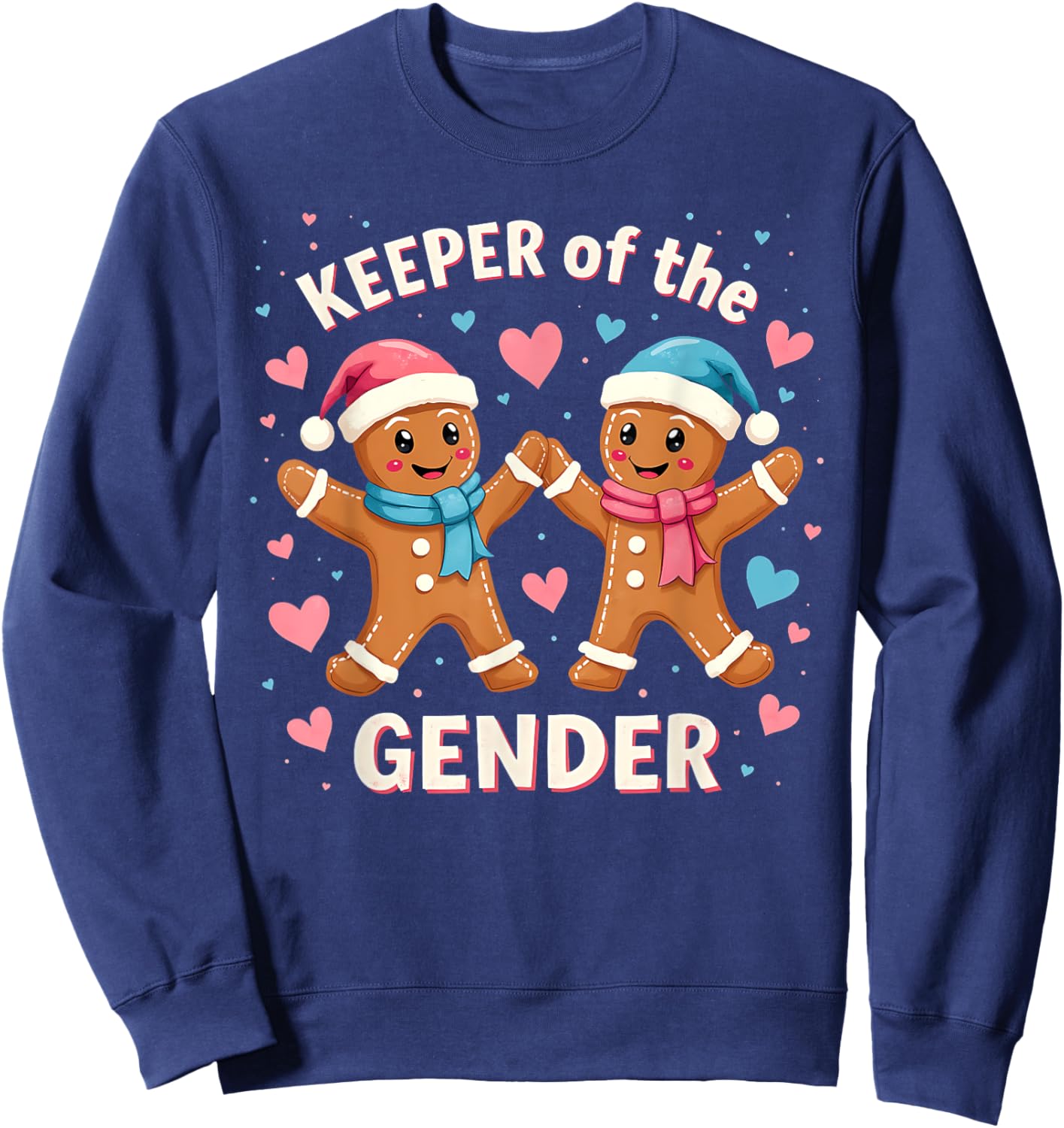 Keeper Of The Gender Reveal Baby Shower Gingerbread Xmas Sweatshirt - Sweatshirt | Navy