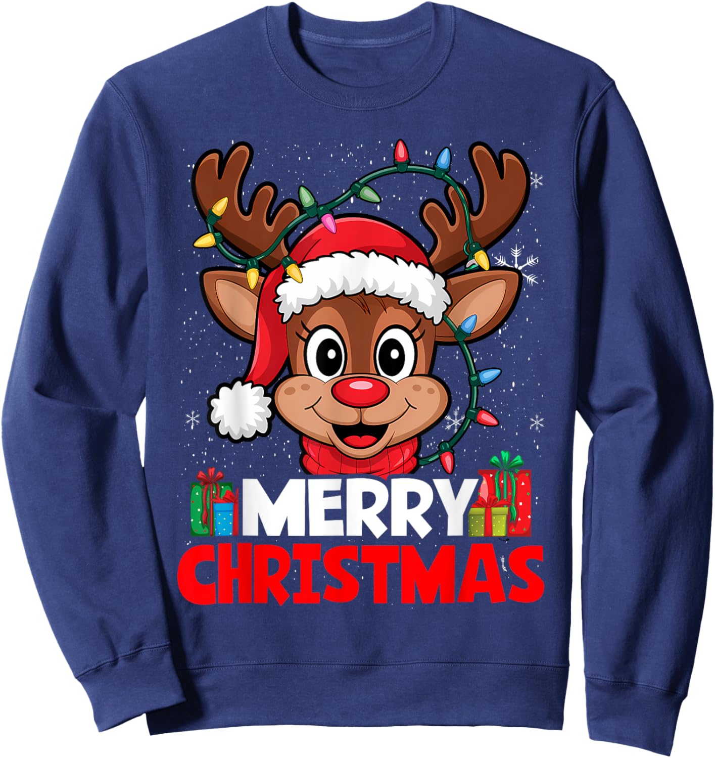 Merry Christmas Reindeer Xmas Family Men Women Sweatshirt - Sweatshirt | Navy