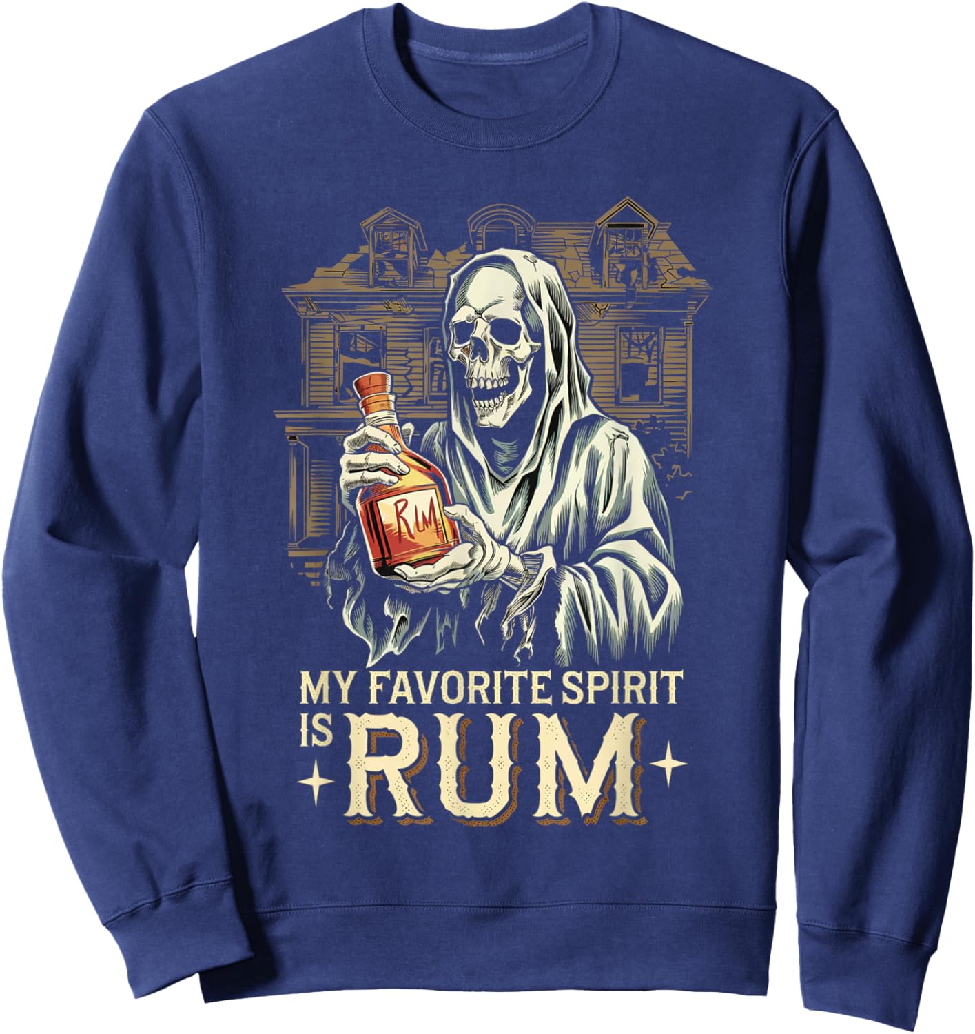 My Favorite Spirit Is Rum Ghost Halloween Rum Sweatshirt - Sweatshirt | Navy