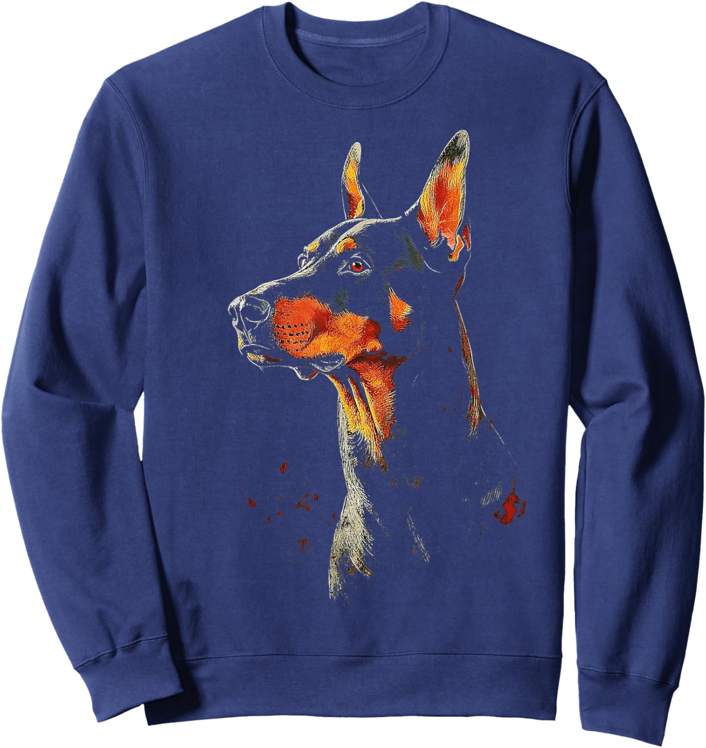 Doberman Dog Motif Pet Artwork Doberman Sweatshirt - Sweatshirt | Navy
