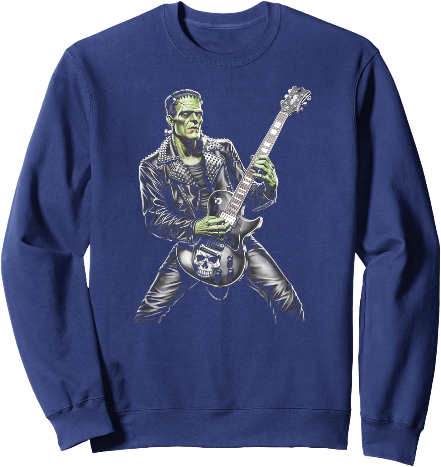 Frankenstein Playing Guitar Player Rock Music Guitarist Sweatshirt - Sweatshirt | Navy
