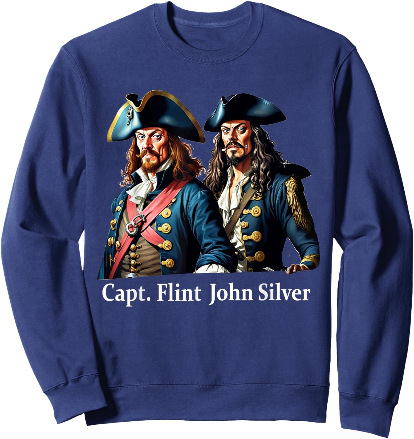 Captain Flint & Long John Silver Pirate Portrait Sweatshirt - Sweatshirt | Navy