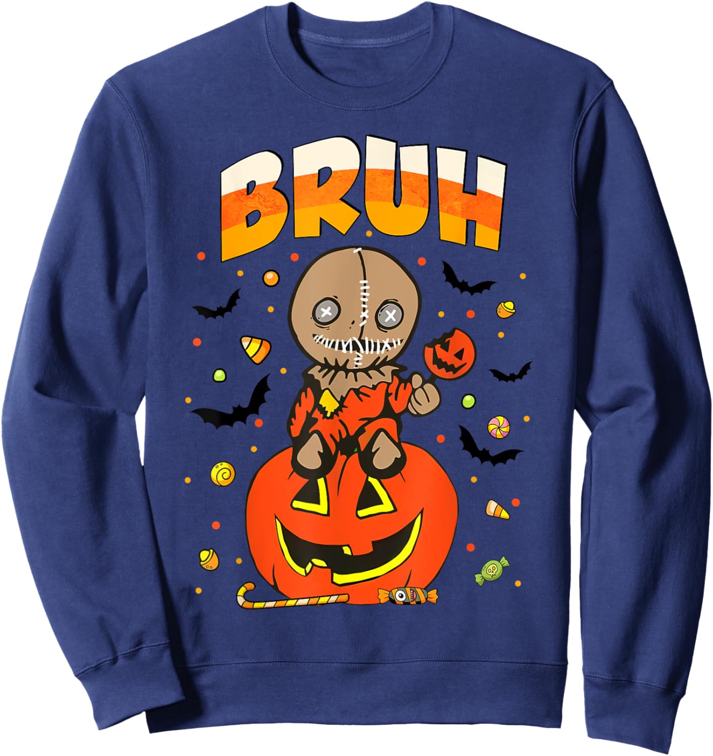 Trick or Treat Cute Sam Funny Bruh Halloween Costume 2024 Sweatshirt - Sweatshirt | Navy