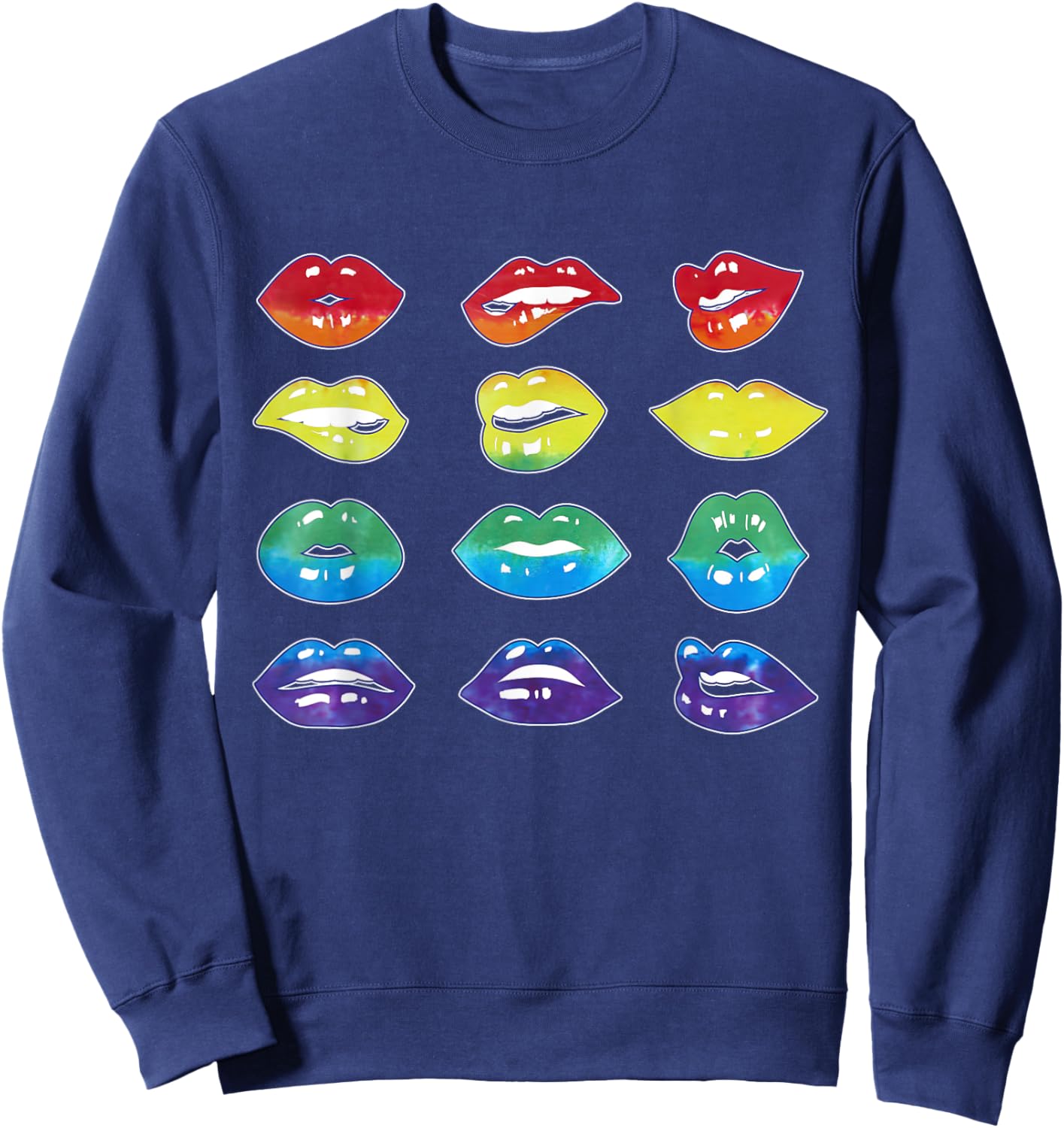 Rainbow Lips Pop Art Bold Colorful Expression Sweatshirt - Sweatshirt | Navy