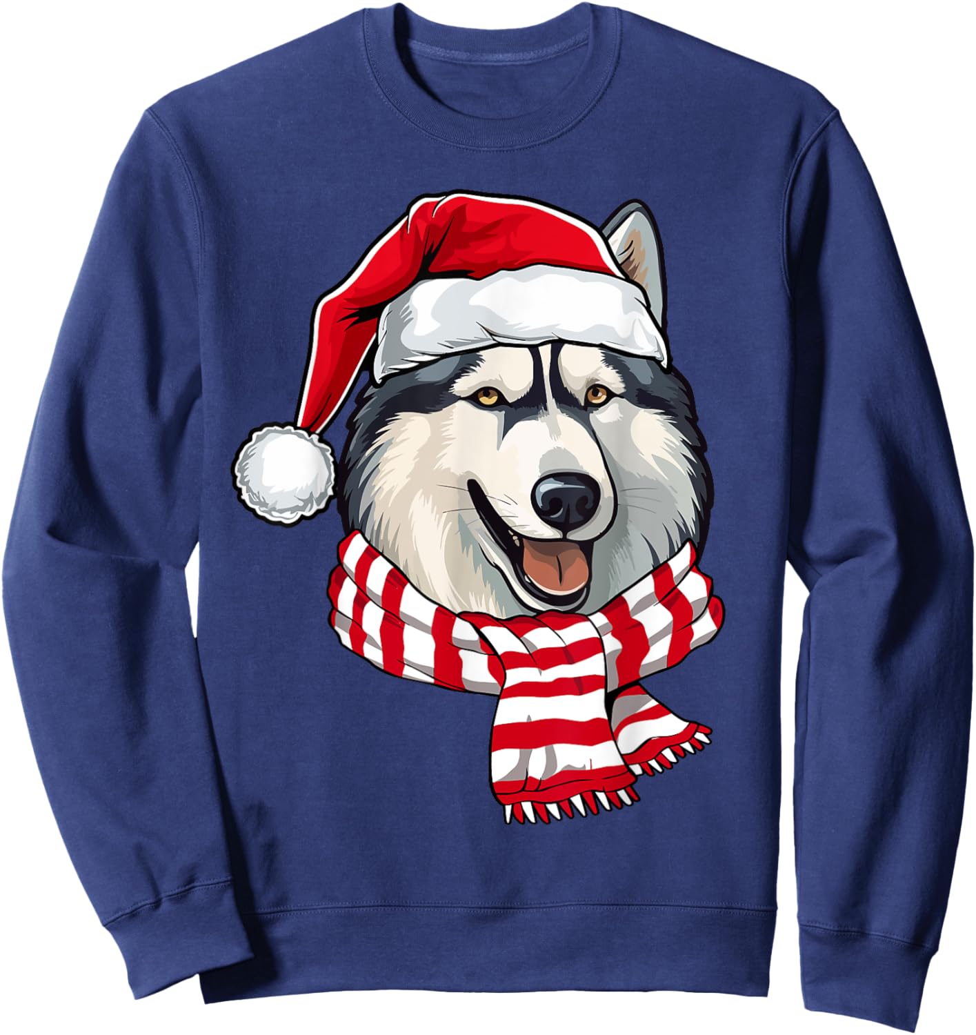Santa Siberian Husky Christmas Dog Lover Men Women Kids Sweatshirt - Sweatshirt | Navy