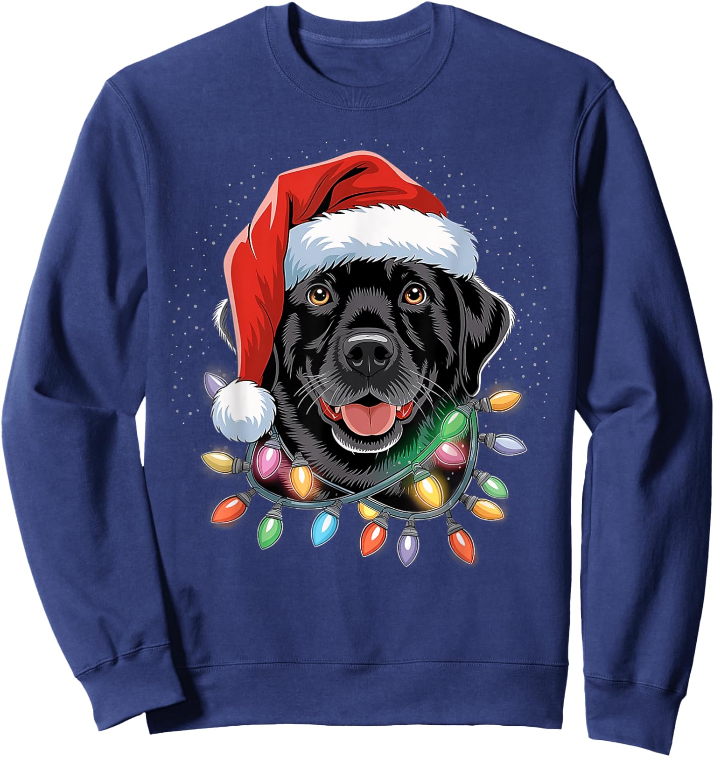 Black Lab Labrador Christmas Tree Light Pajama Dog Xmas Women Kids Sweatshirt - Sweatshirt | Navy