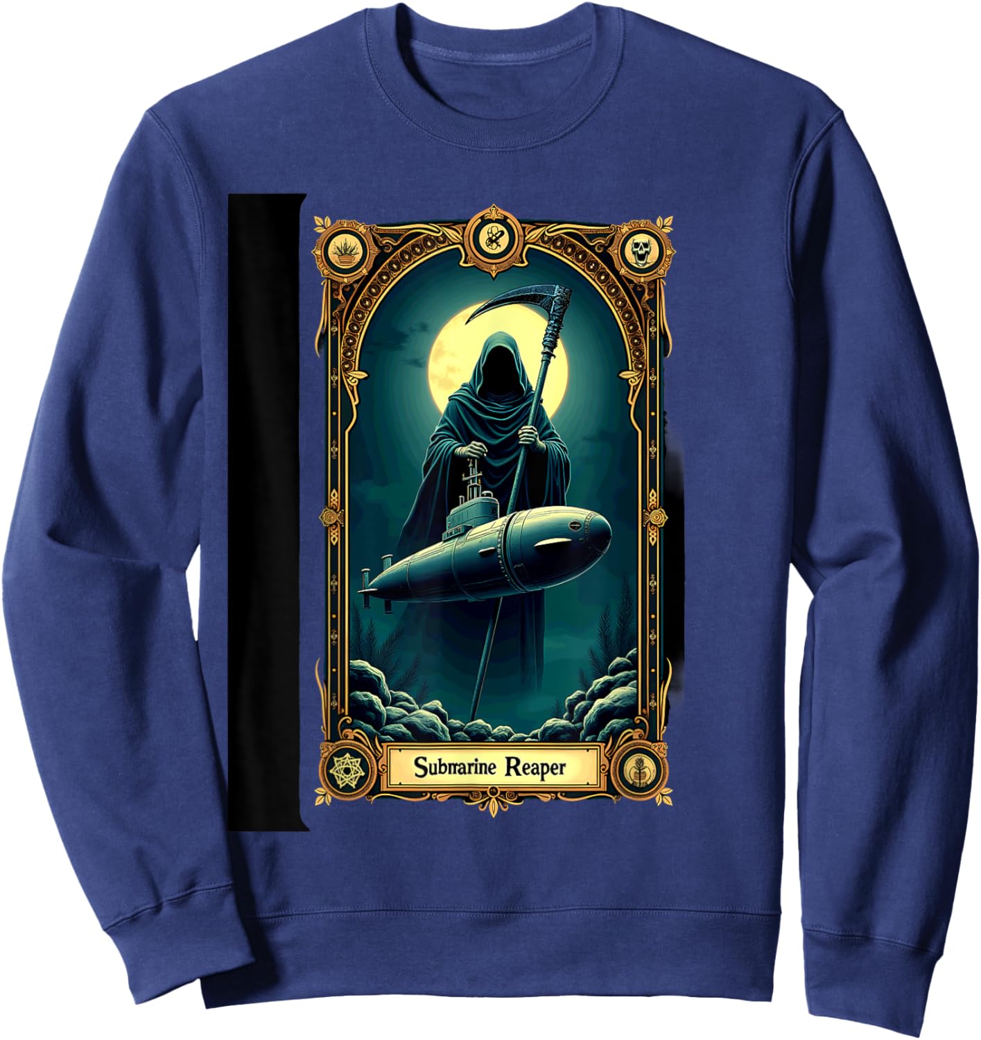 Halloween Tarot Card Skeleton Submarine Reaper Sweatshirt - Sweatshirt | Navy