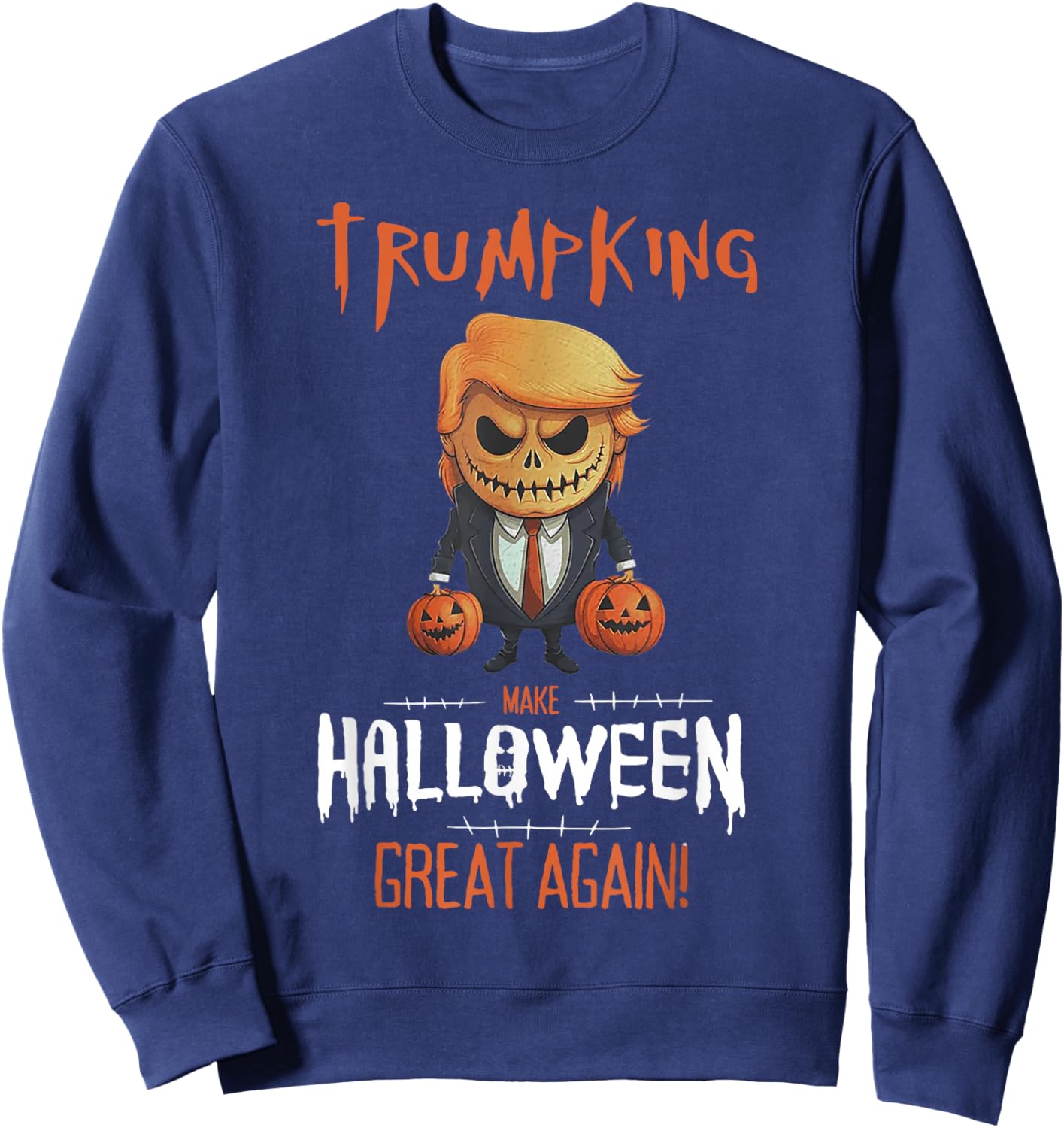 Trump Pumpkin Make Halloween Great Again Sweatshirt - Sweatshirt | Navy