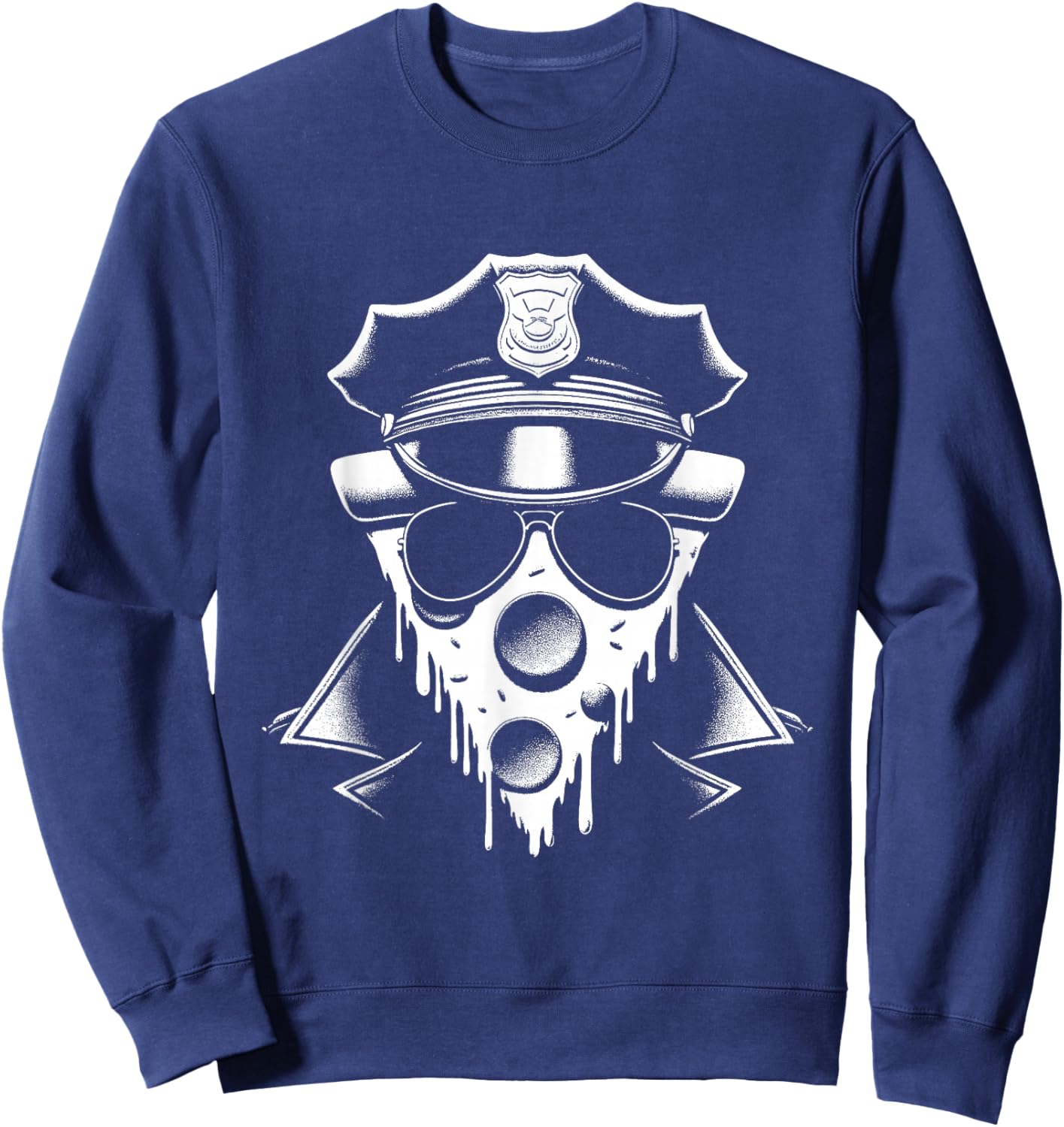 Officer Pizza Slice - Funny Police Face Pizza Lover Sweatshirt - Sweatshirt | Navy