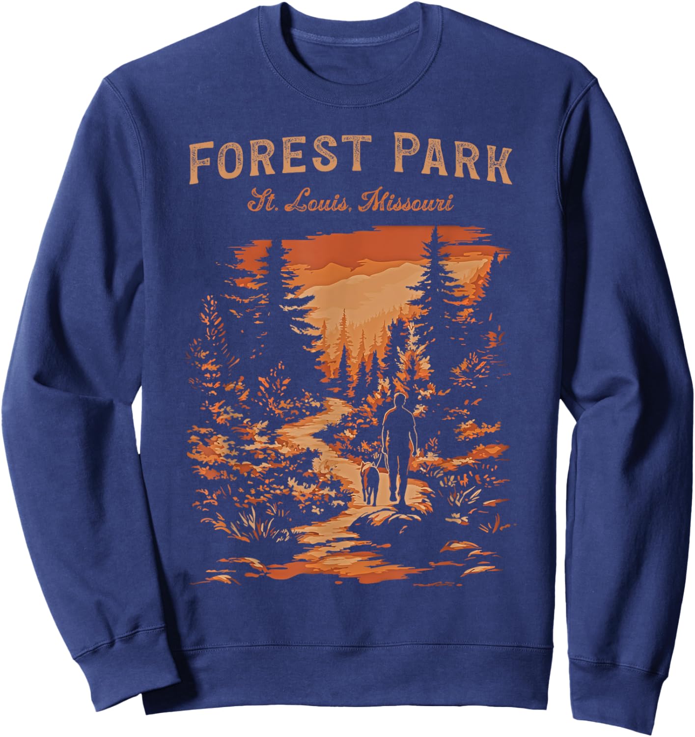 Forest Park St. Louis Missouri Vintage Hiking Trail Sweatshirt - Sweatshirt | Navy
