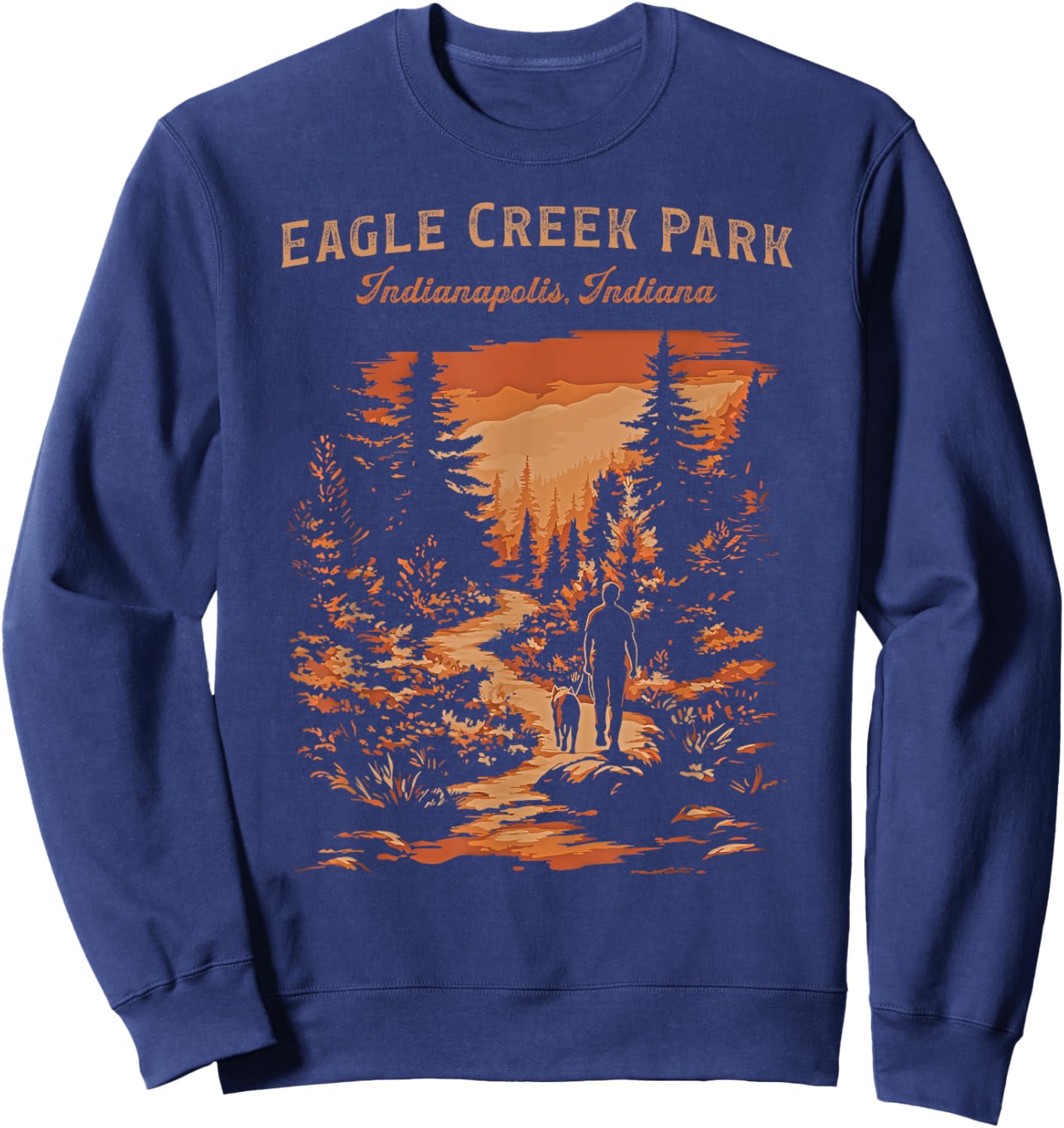 Eagle Creek Park Indianapolis Indiana Vintage Hiking Trail Sweatshirt - Sweatshirt | Navy