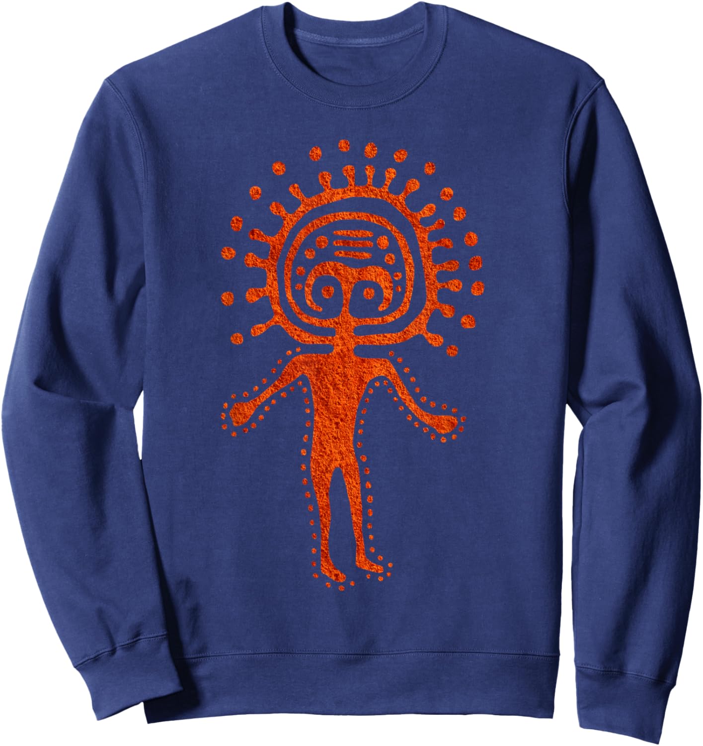 Kazak Man Alien Shaman Symbol Cosmic Paleo Petroglyph Art Sweatshirt - Sweatshirt | Navy